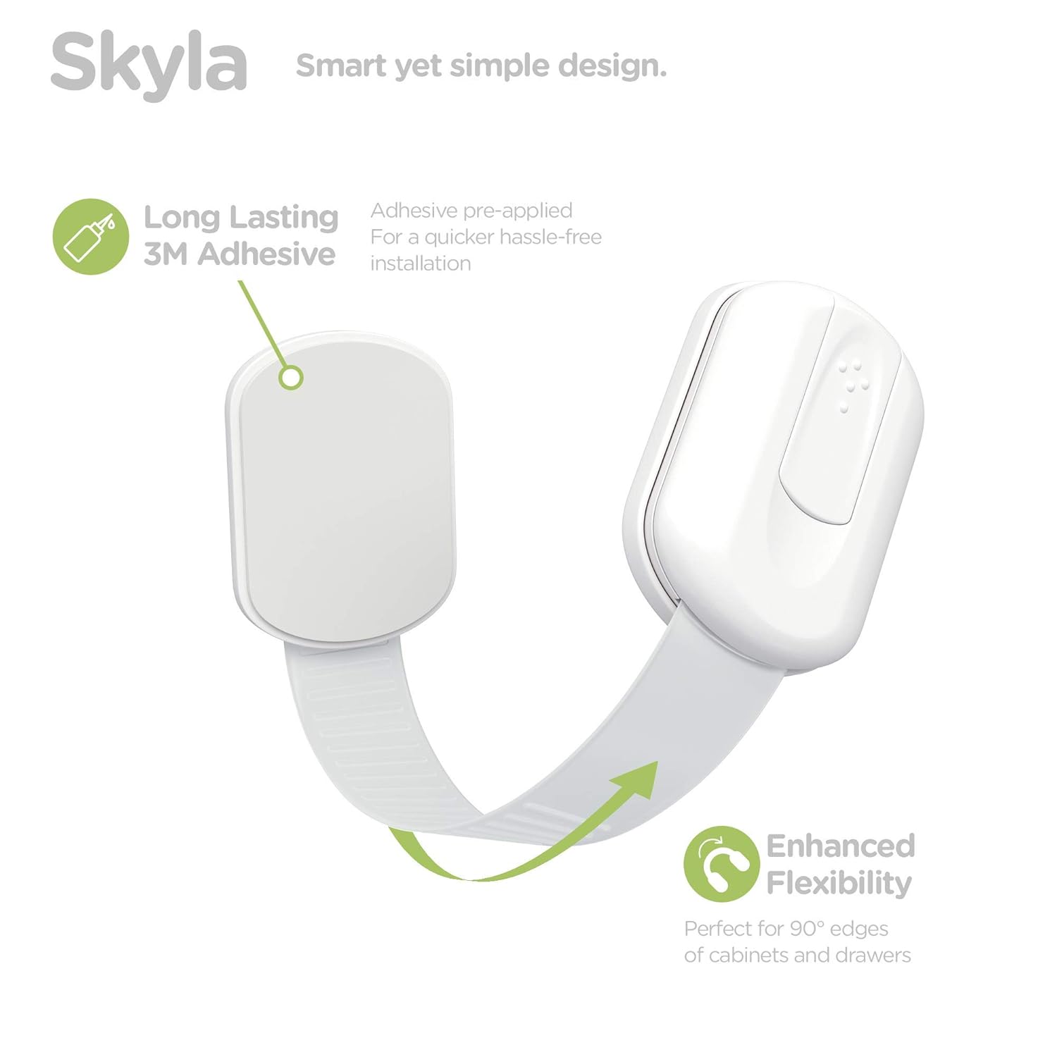 Thumbnail 4 de SKYLA HOMES Child Safety Cabinet Locks, White (8 Pack) — No Screws or Magnets, ABS & TPE Adhesive Latches