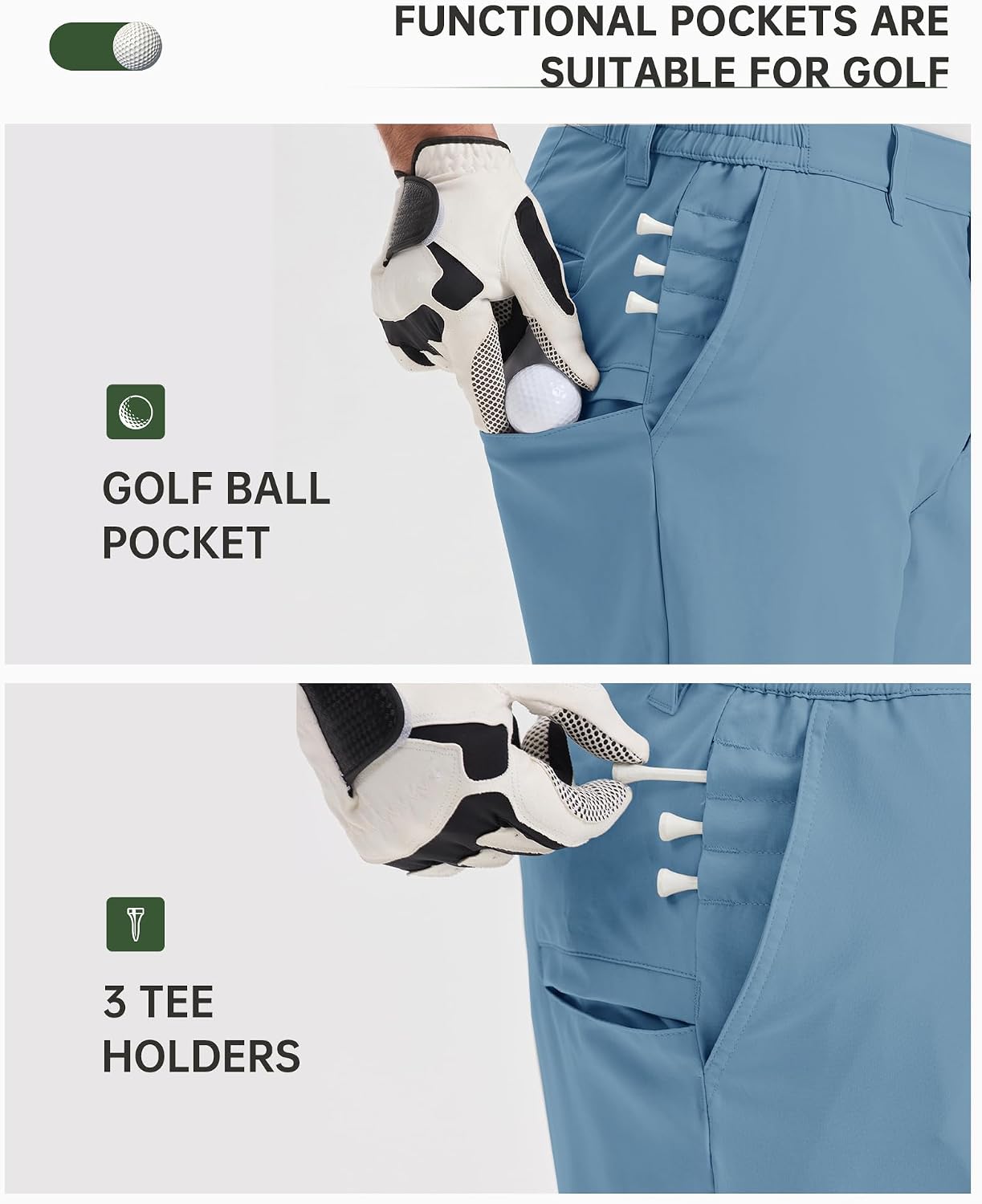 Thumbnail 2 de 33,000ft Men’s Golf Shorts 9" – Dry Fit, 4-Way Stretch, UPF 50+