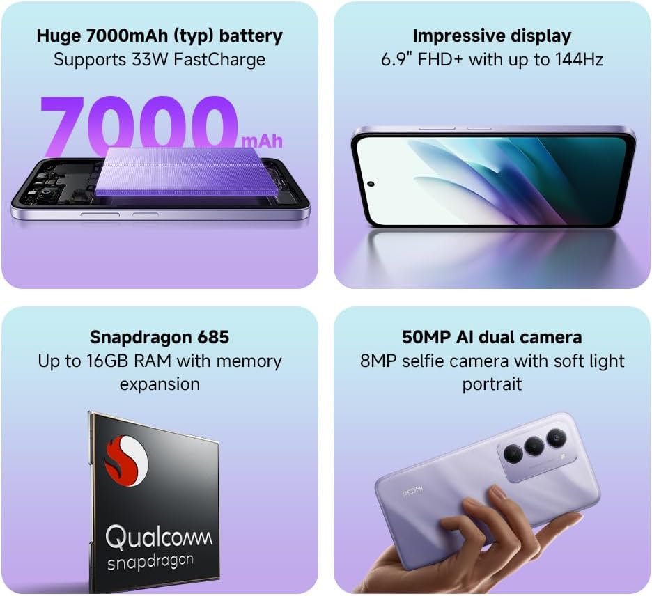 Thumbnail 2 de Xiaomi Redmi 15 (8+256GB) 6.9" FHD+ 144Hz smartphone with Snapdragon 685