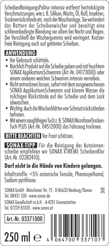 Thumbnail 1 de SONAX ScheibenReinigungsPolitur intensiv (250 ml) – streifenfreie Autoglasscheiben