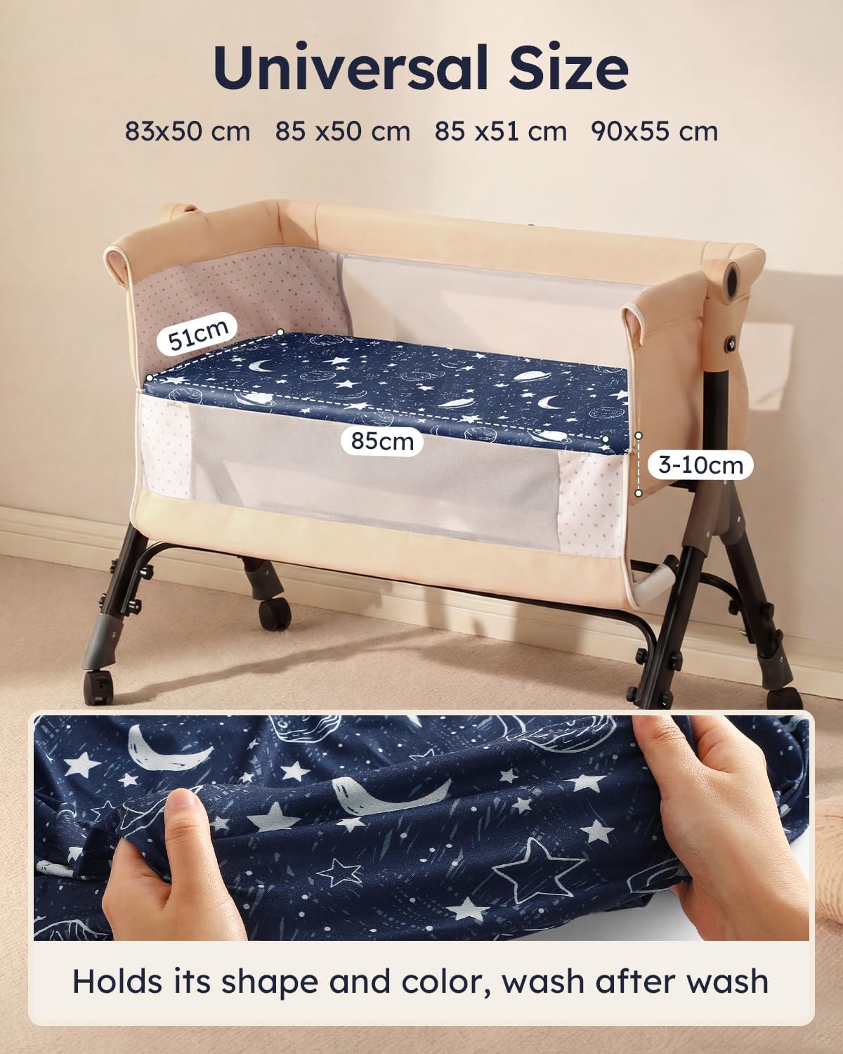 Detalle de Unnivoll Next to Me crib sheets 3 pack 51 x 85 cm