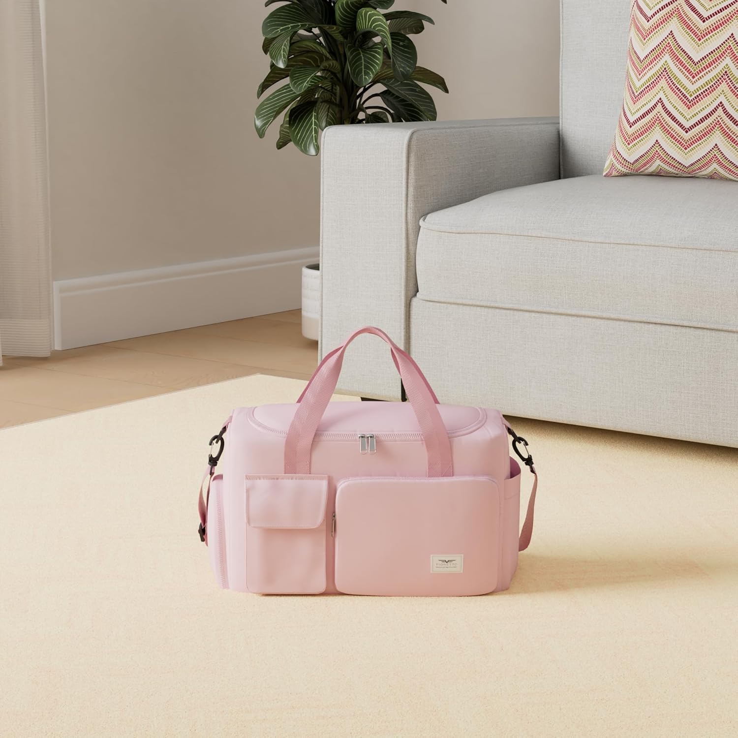 Detalle de FIORETTO Duffle Gym Bag with Wet Pocket & Shoe Compartment – 30L, Pink