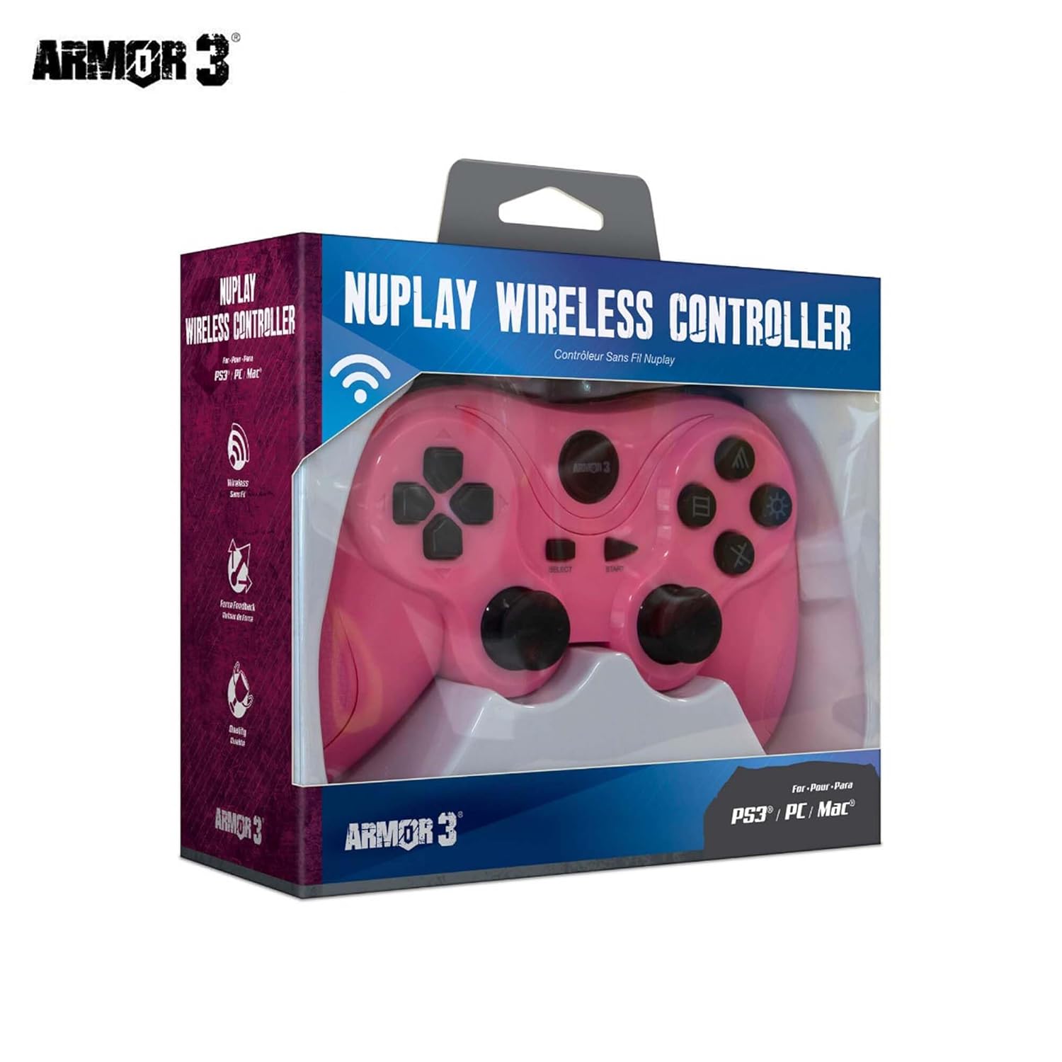 Detalle de Armor3 Nuplay Wireless Game Controller for PS3 — Pink