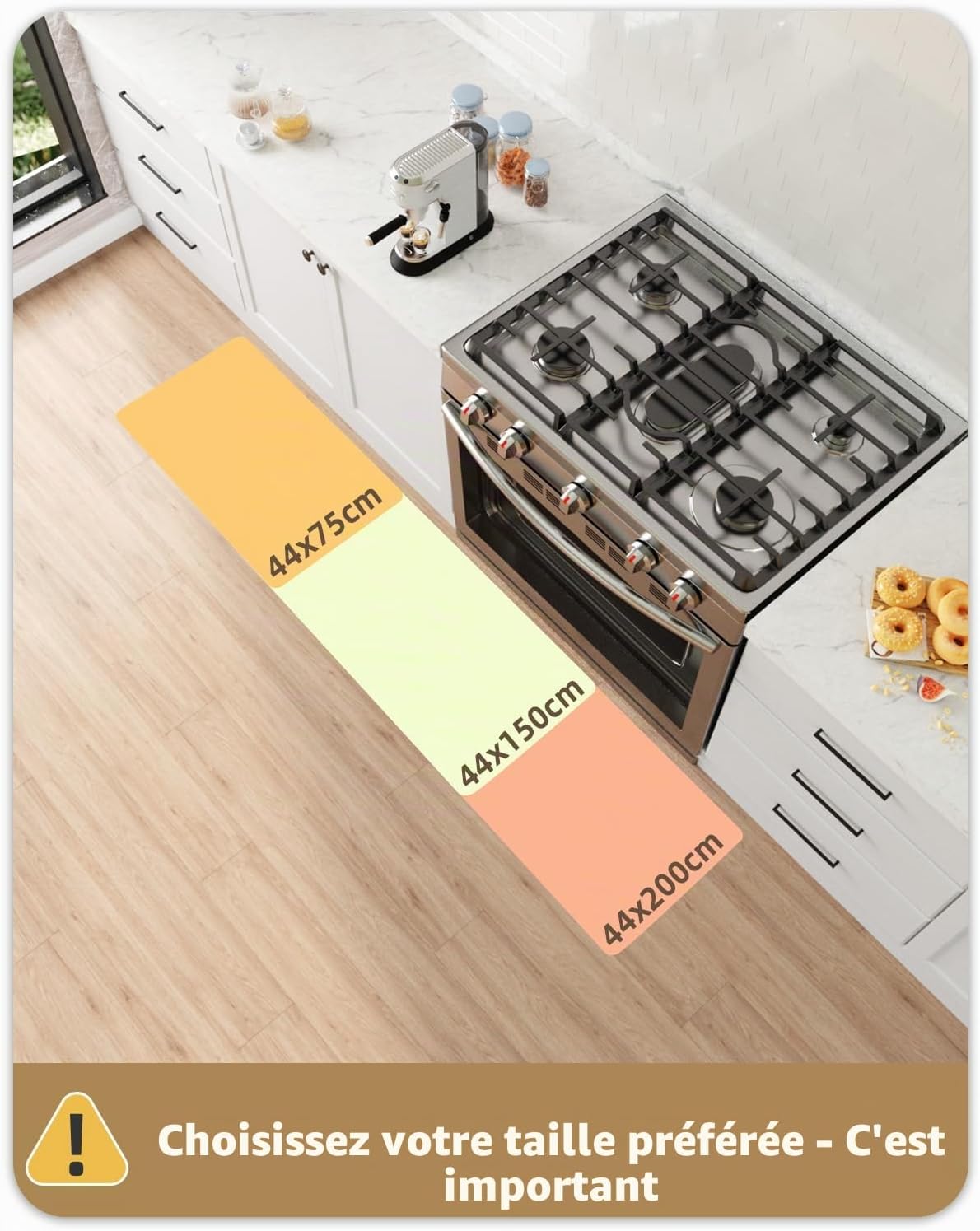 Thumbnail 1 de COLOR&GEOMETRY Tapis Cuisine 43,5 x 150 cm – Antidérapant et Lavable, Gris Foncé