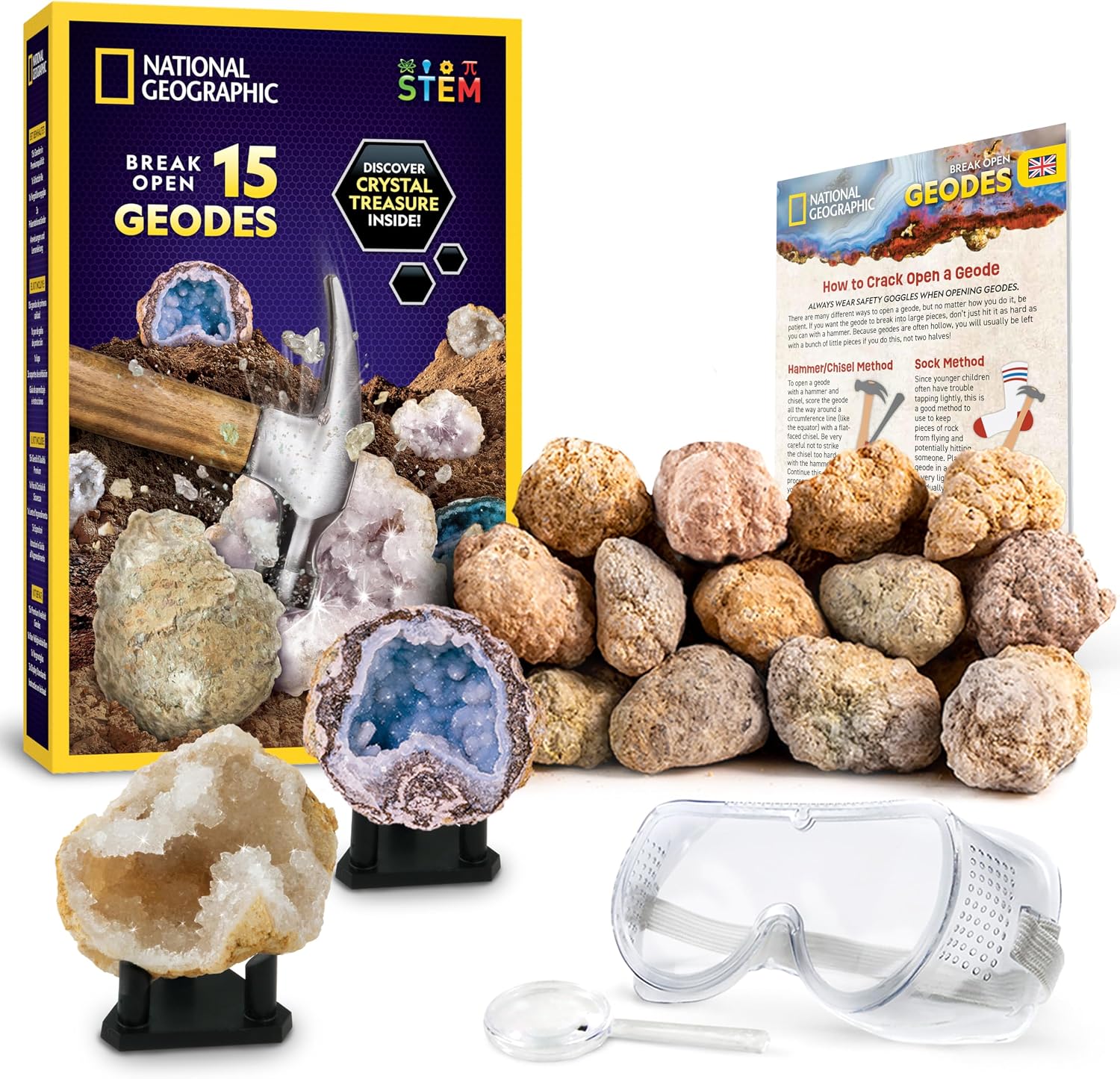 Detalle de National Geographic Break Open 15 Premium Geodes – Educational Geology Kit