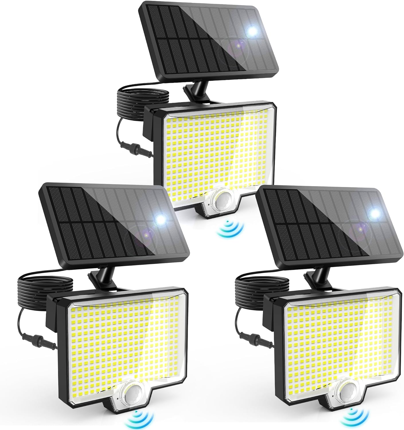 Detalle de AUDERWIN 294 Split Solar Motion Sensor Outdoor Flood Lights, 3-Pack