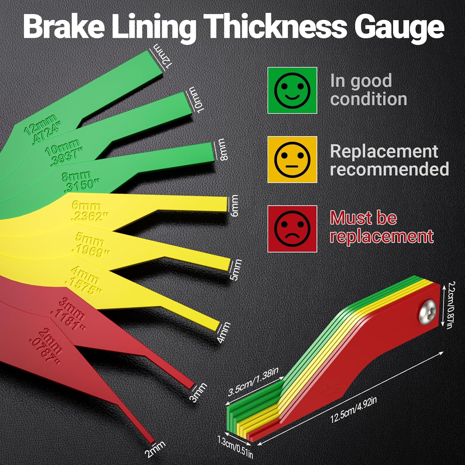 Detalle de Preciva Tyre Tread Depth Gauge & Brake Pad Measuring Tool Kit (Large Screen, 0.01mm accuracy)