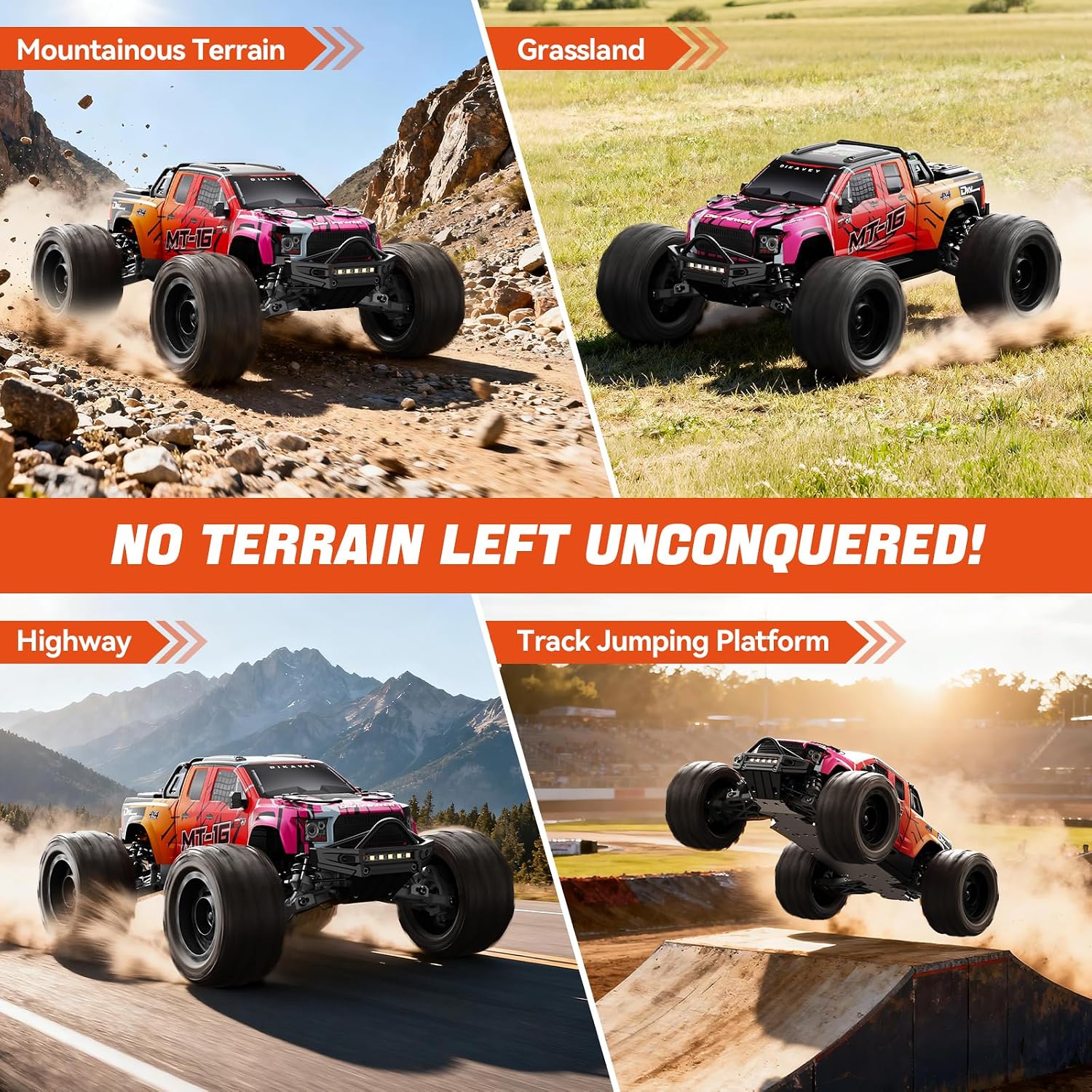 Thumbnail 4 de DIKAVEY 1/16 50MPH Brushless 4WD RC Truck: All‑Terrain Truggy for Serious Backyard Fun