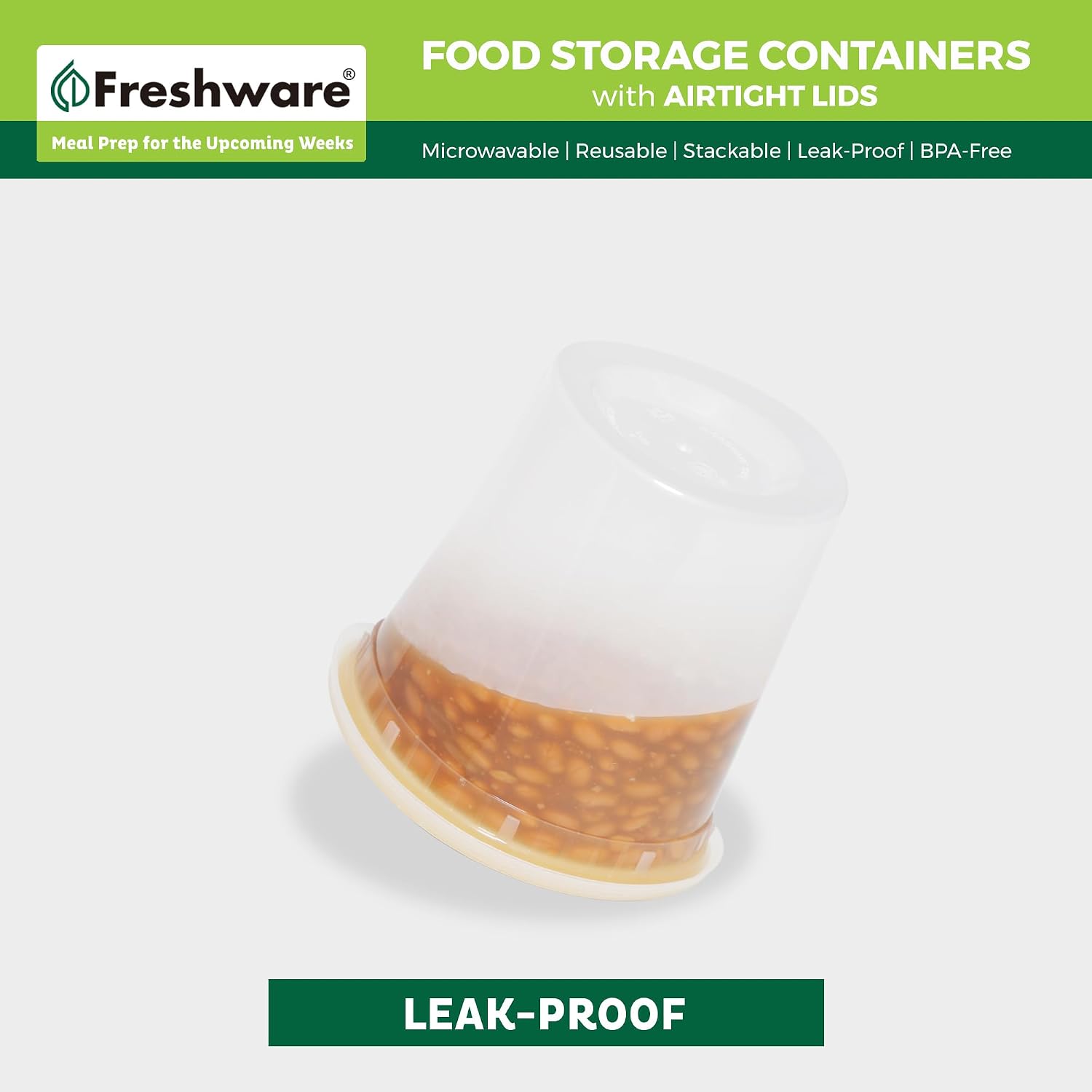 Detalle 2 de Freshware 24 oz Food Storage Containers (48-count) — Leakproof, BPA-free Deli Containers for Meal Prep, Soup, and Slime