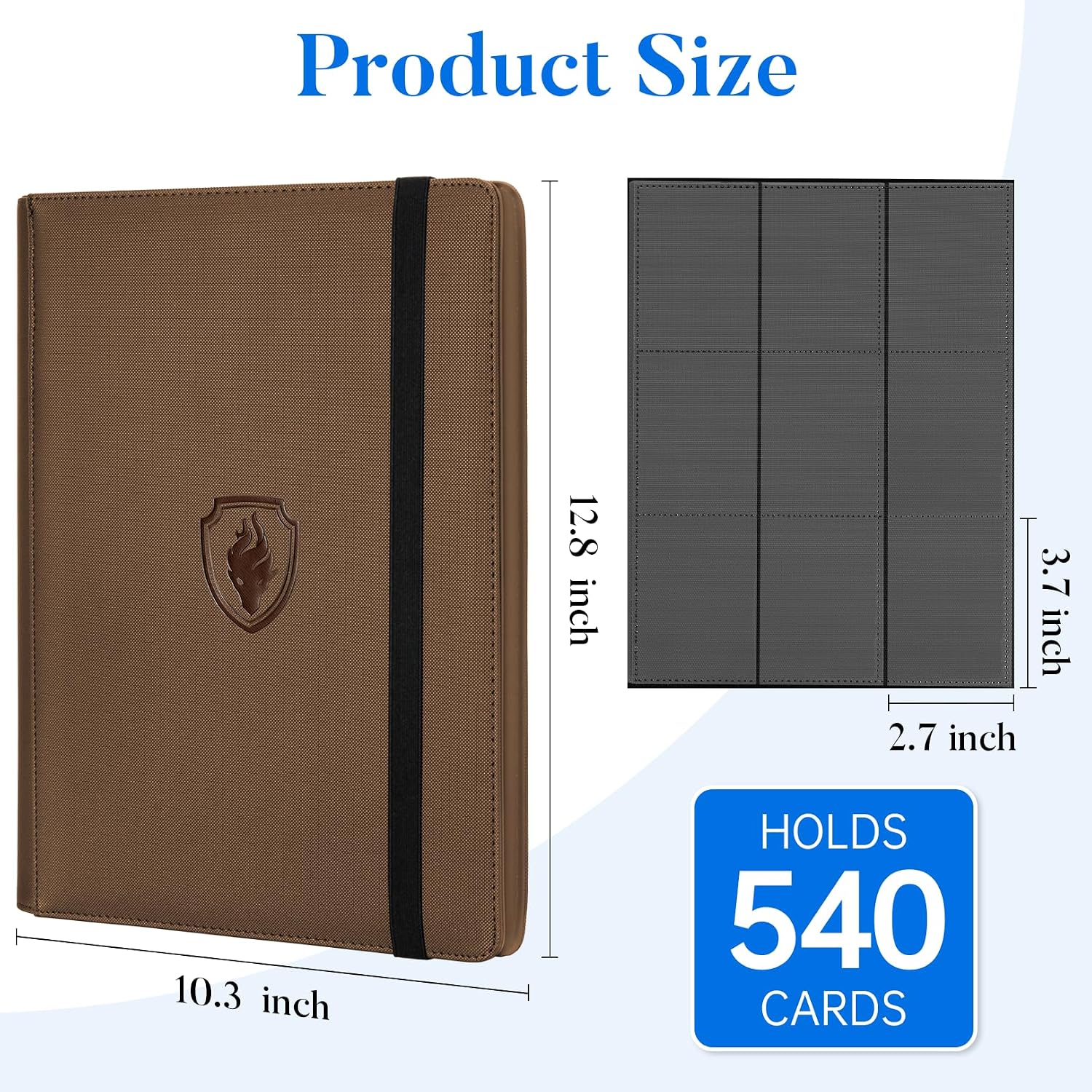 Detalle 2 de Fabmaker 01A0206-5001B 9-Pocket Trading Card Binder, 540-Card Capacity, Brown PU