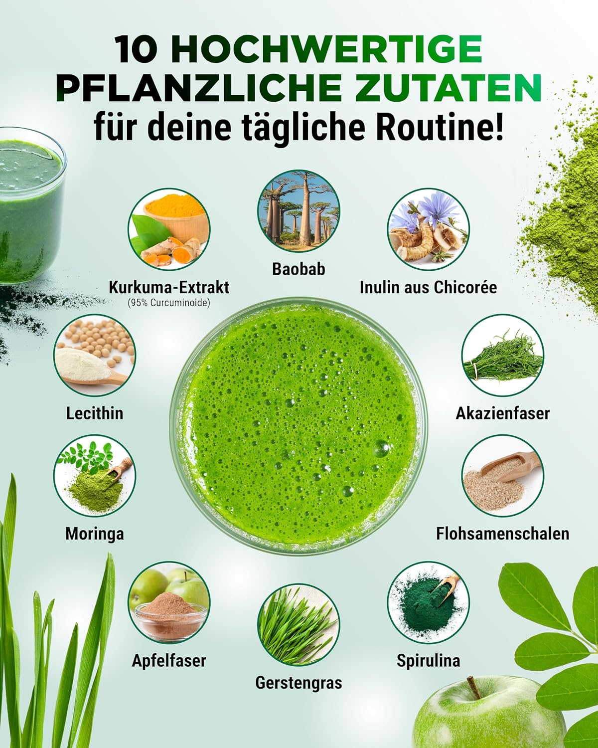 Detalle de vit4ever Daily Greens & Fiber 600 g 🥤