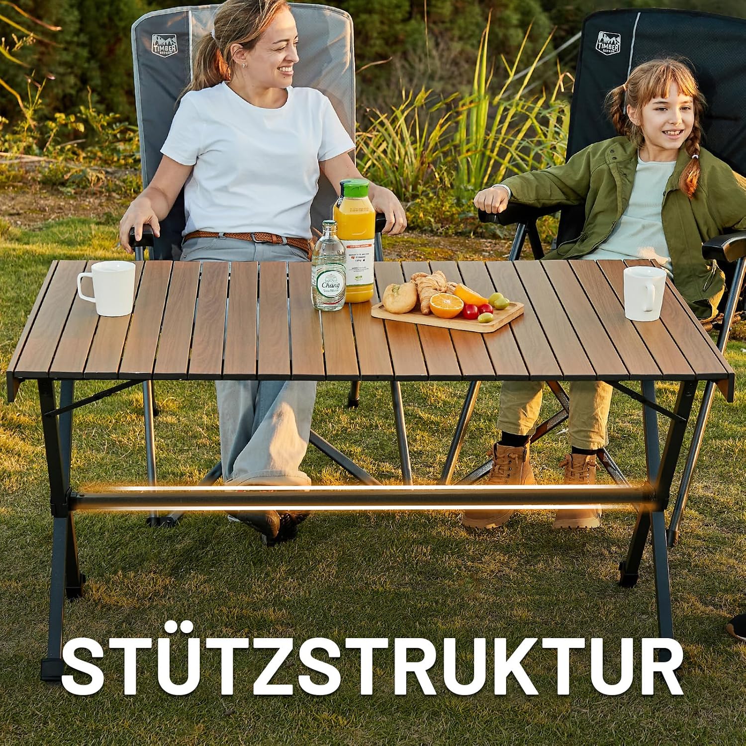 Thumbnail 6 de TIMBER RIDGE Campingtisch Klappbar 125x80cm – Höhenverstellbar, XXL Falttisch für Outdoor