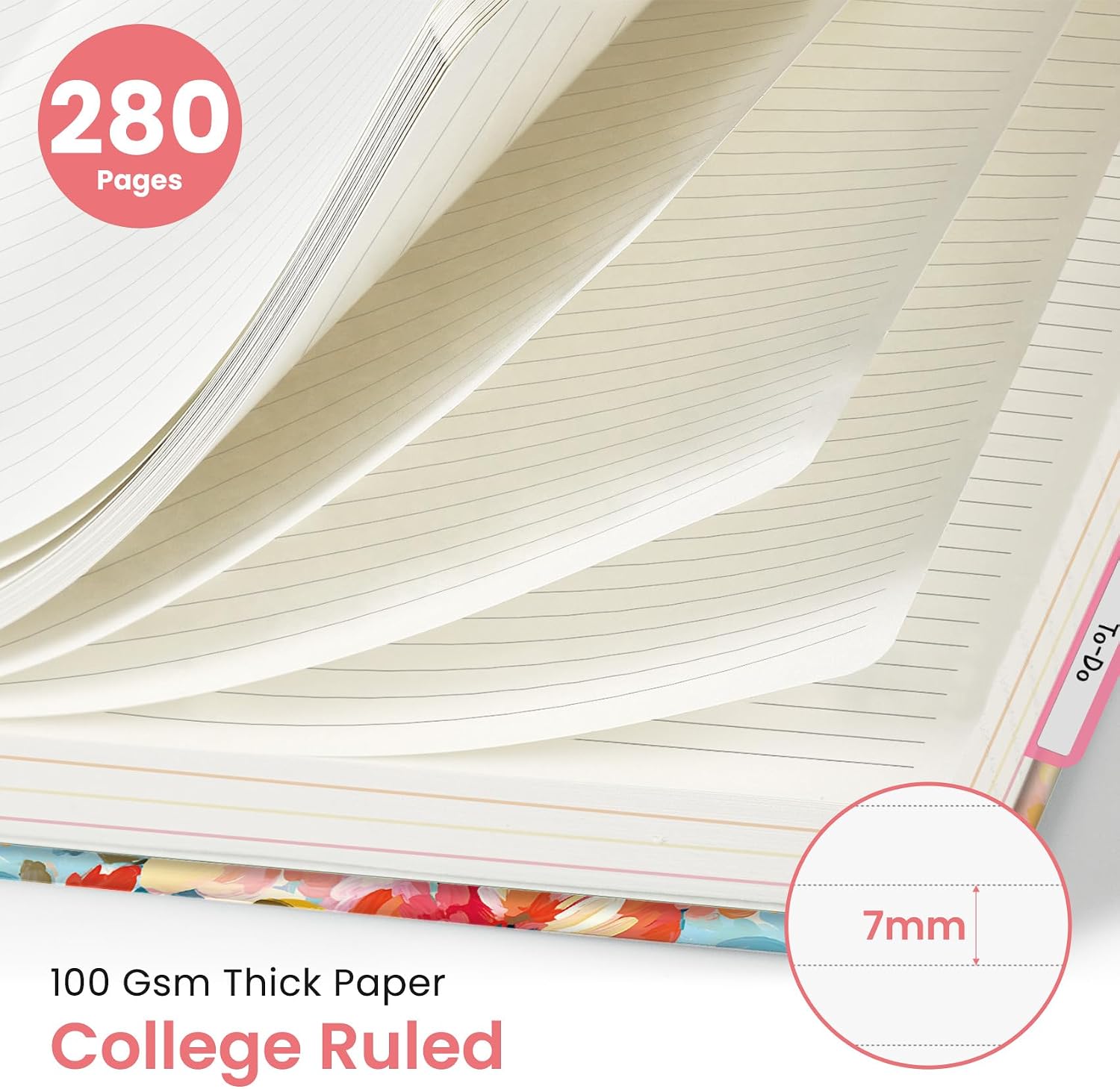 Detalle 2 de Taja Large 5-Subject Spiral Notebook, 8.5" x 11", 280 Pages, Pastel Garden