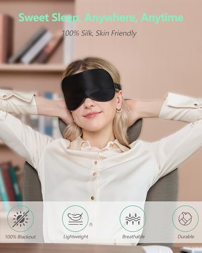 Thumbnail 7 de BeeVines 100% Mulberry Silk Sleep Mask (Black & Blue) – Two-Pack
