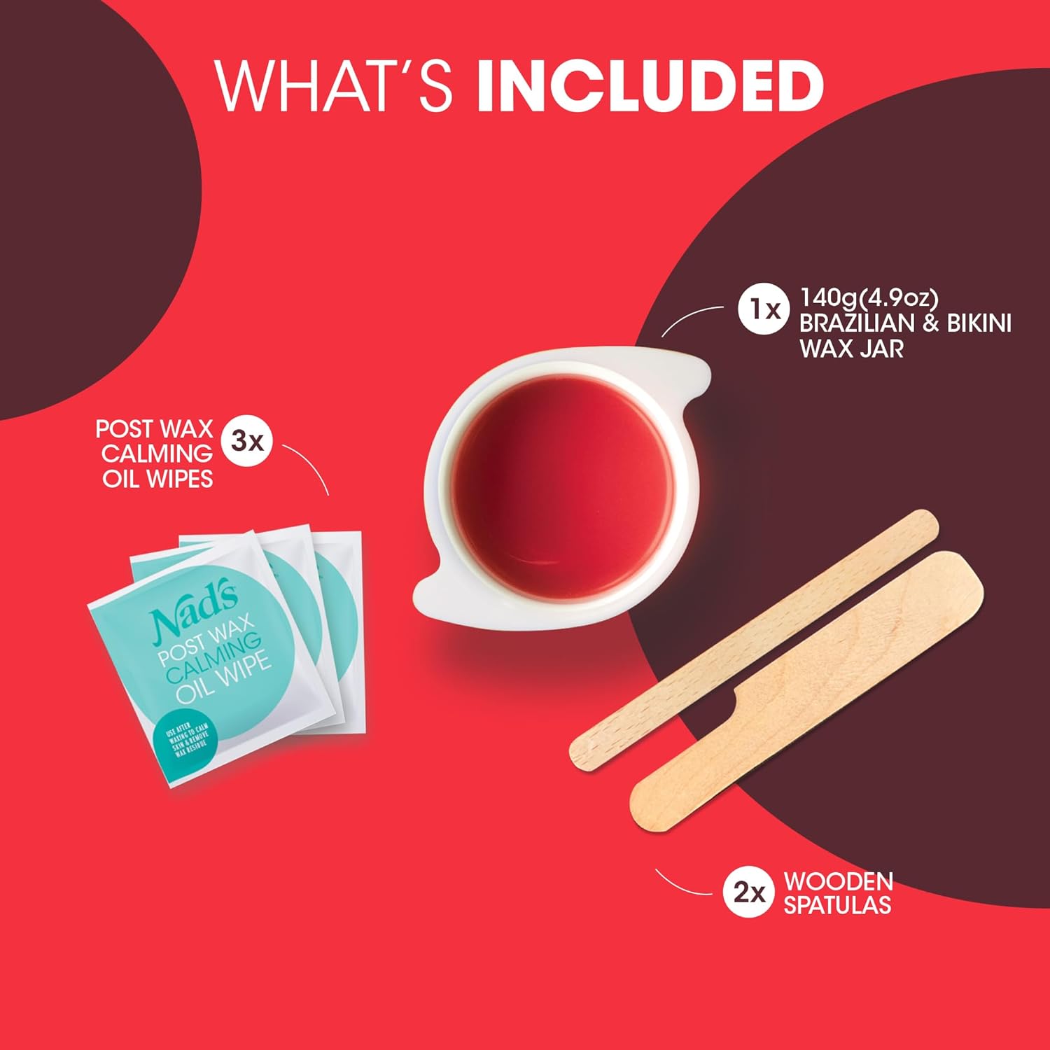 Thumbnail 2 de Nad’s Brazilian & Bikini Wax Kit (Strip-Free Hard Wax) – 140g with wooden spatulas and post-wax oil wipes