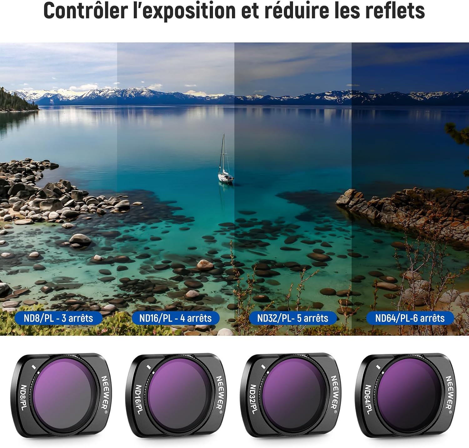 Detalle de NEEWER pack de 16 filtres ND pour DJI Osmo Pocket 4 et Pocket 3 (ND8 à ND1000, CPL, UV, FL-B06)