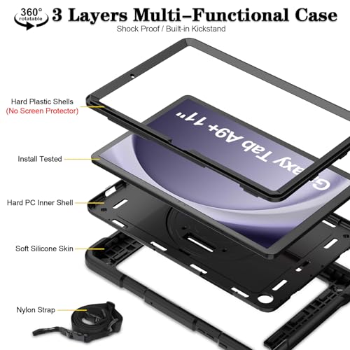 Detalle de SINSO Galaxy Tab A9 Plus Case 11 Inch 2023 (SM-X210/X216/X218N) – Shockproof with 360° Stand