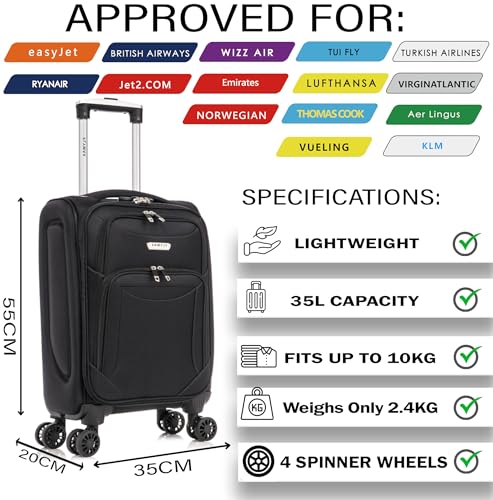 Detalle de FLYMAX Cabin Carry On Flight Bag Approved Hand Luggage Case 55x35x20