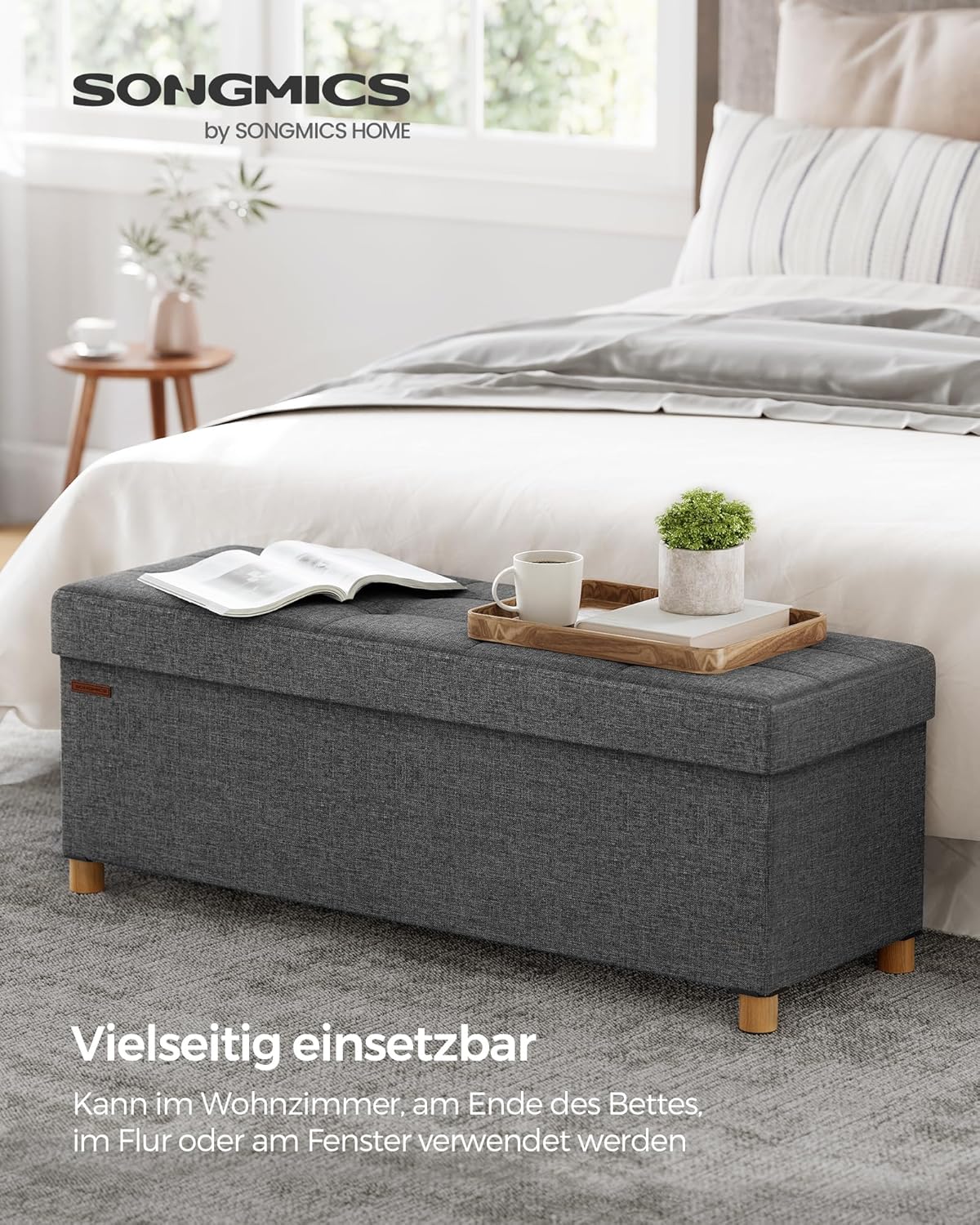 Detalle 2 de SONGMICS Sitzhocker mit Stauraum 112 L