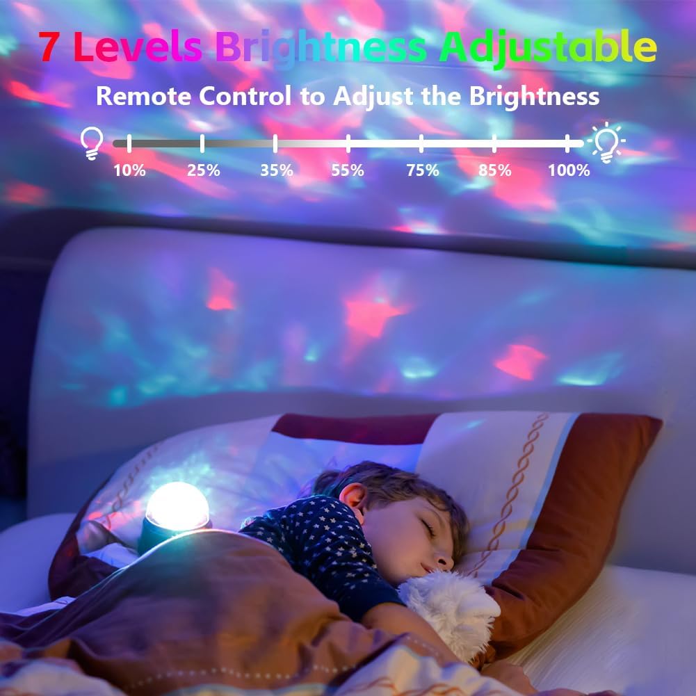 Thumbnail 3 de vsshe Sternenhimmel Projektor mit 16 Farben, dimmbar & Fernbedienung – Nordlichter, Meereswellen und Sterne