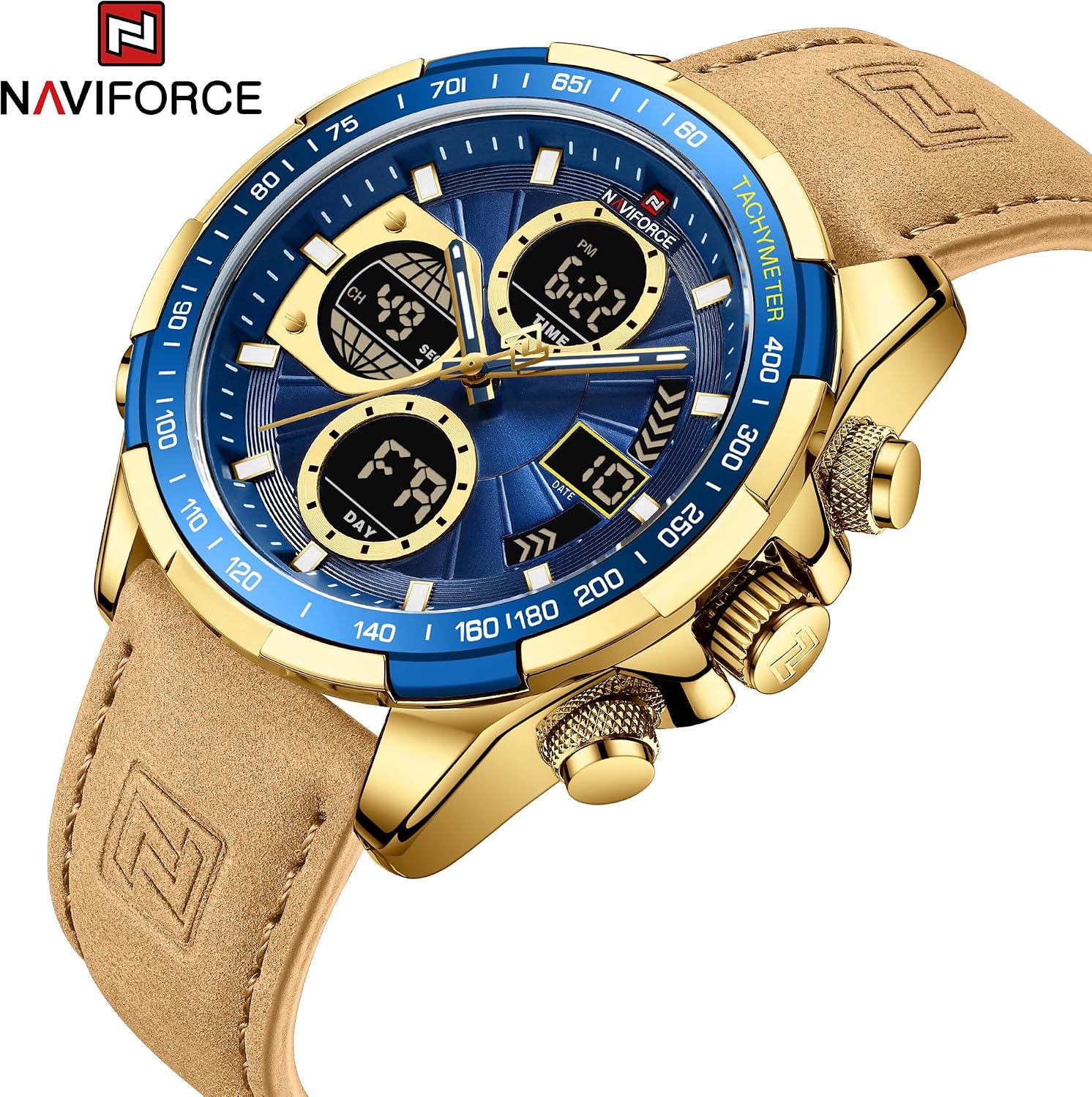 Thumbnail 6 de Naviforce Herren Militär Digitaluhren Analoge Quarz – Multifunktionale Uhr mit Lederarmband