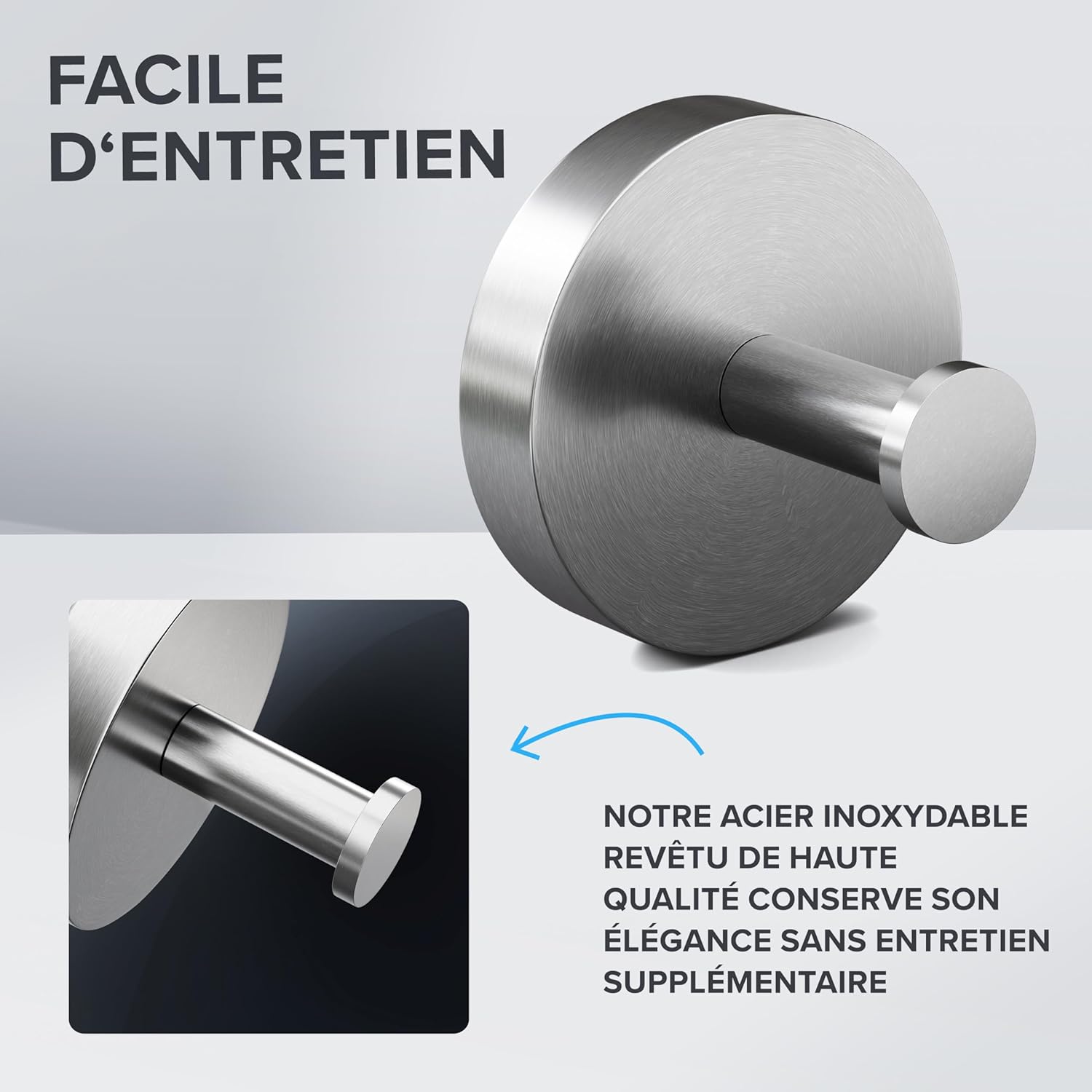 Thumbnail 2 de Ovimar – Lot de 2 Crochets de Douche et de Chauffage en Acier Inoxydable argenté avec Revêtement silicone