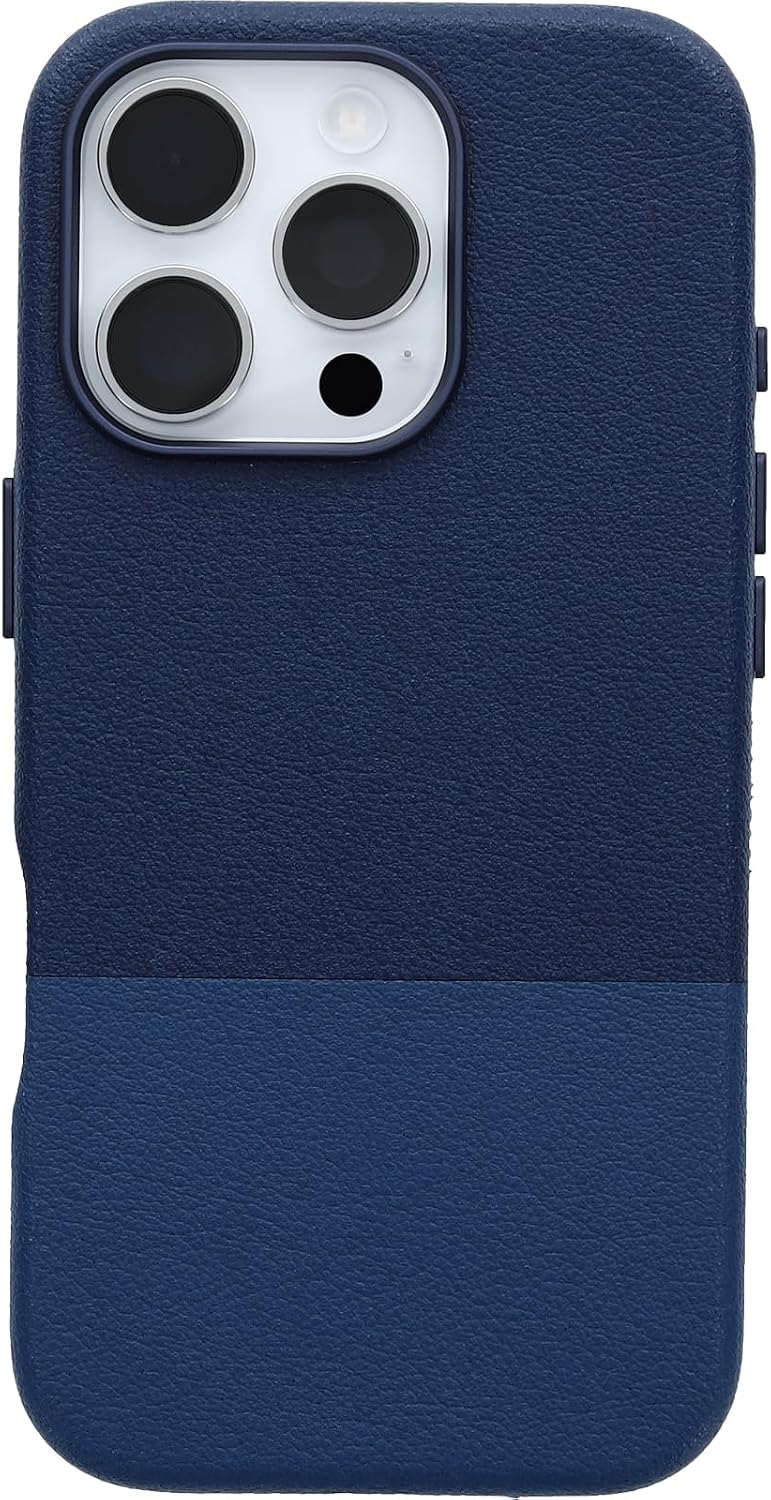 Detalle de OtterBox Leather Alternative Slim MagSafe pour iPhone 16 Pro — Bleu