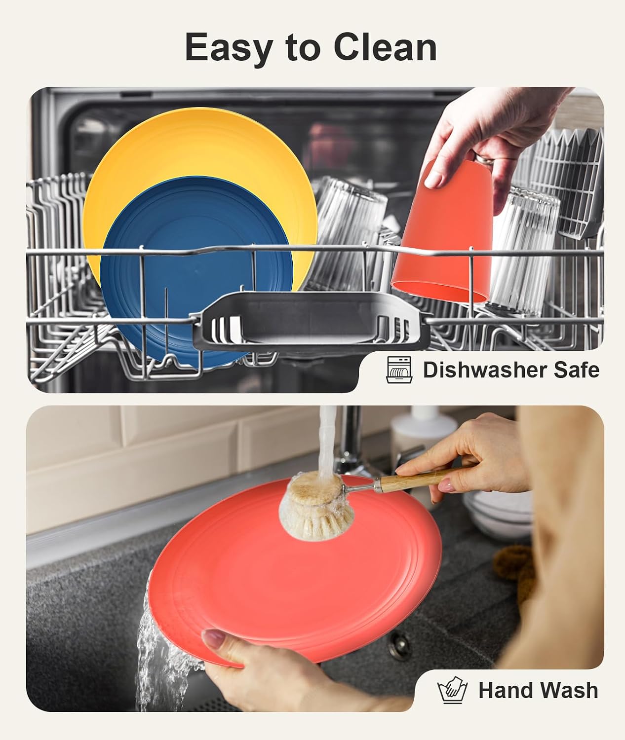 Thumbnail 3 de Quatish 24 Piece Plates and Bowls Sets for 6 – Unbreakable Dinnerware for Camping, RVs, and Daily Use