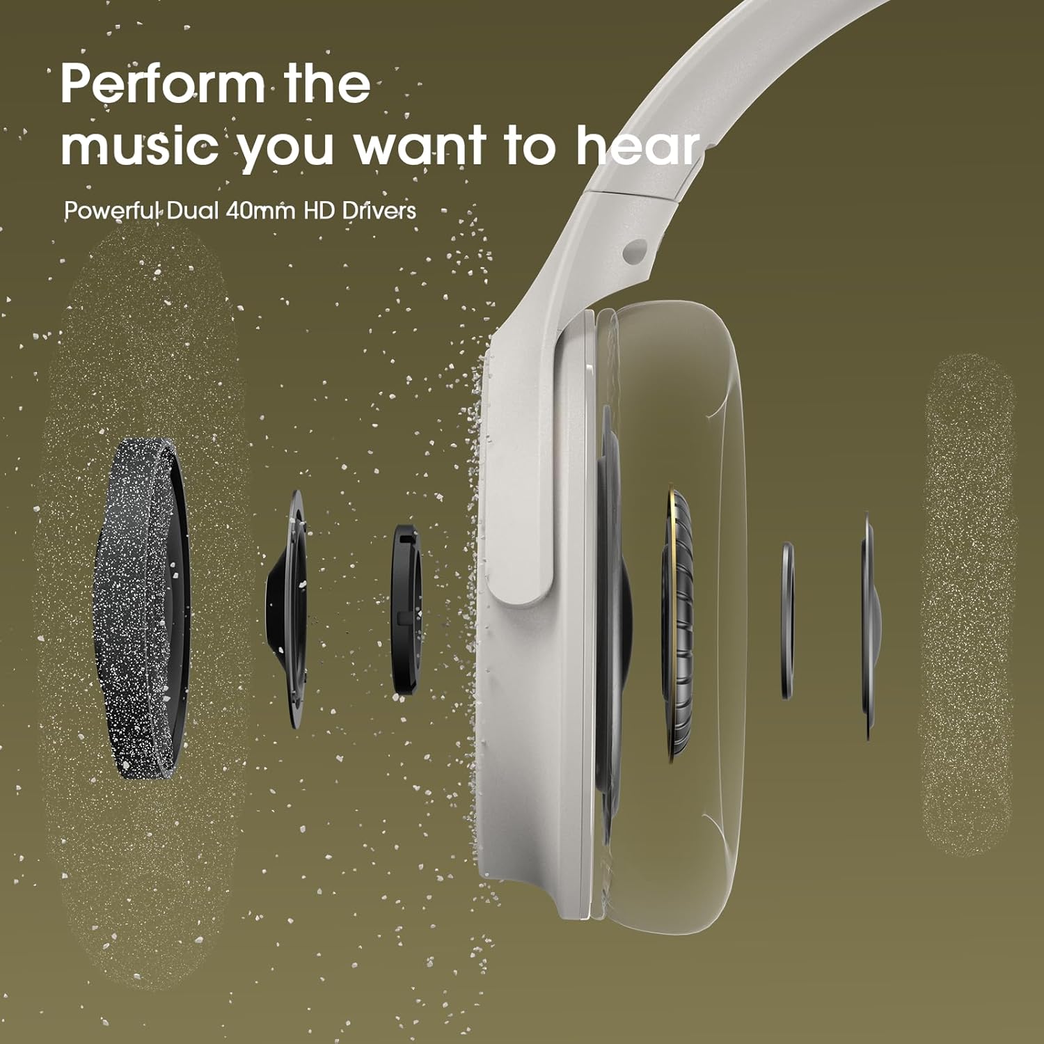 Detalle de DOQAUS Life5 Bluetooth Headphones: Over‑Ear, 70h Playtime, 5.3 Tech, 3 EQ Modes