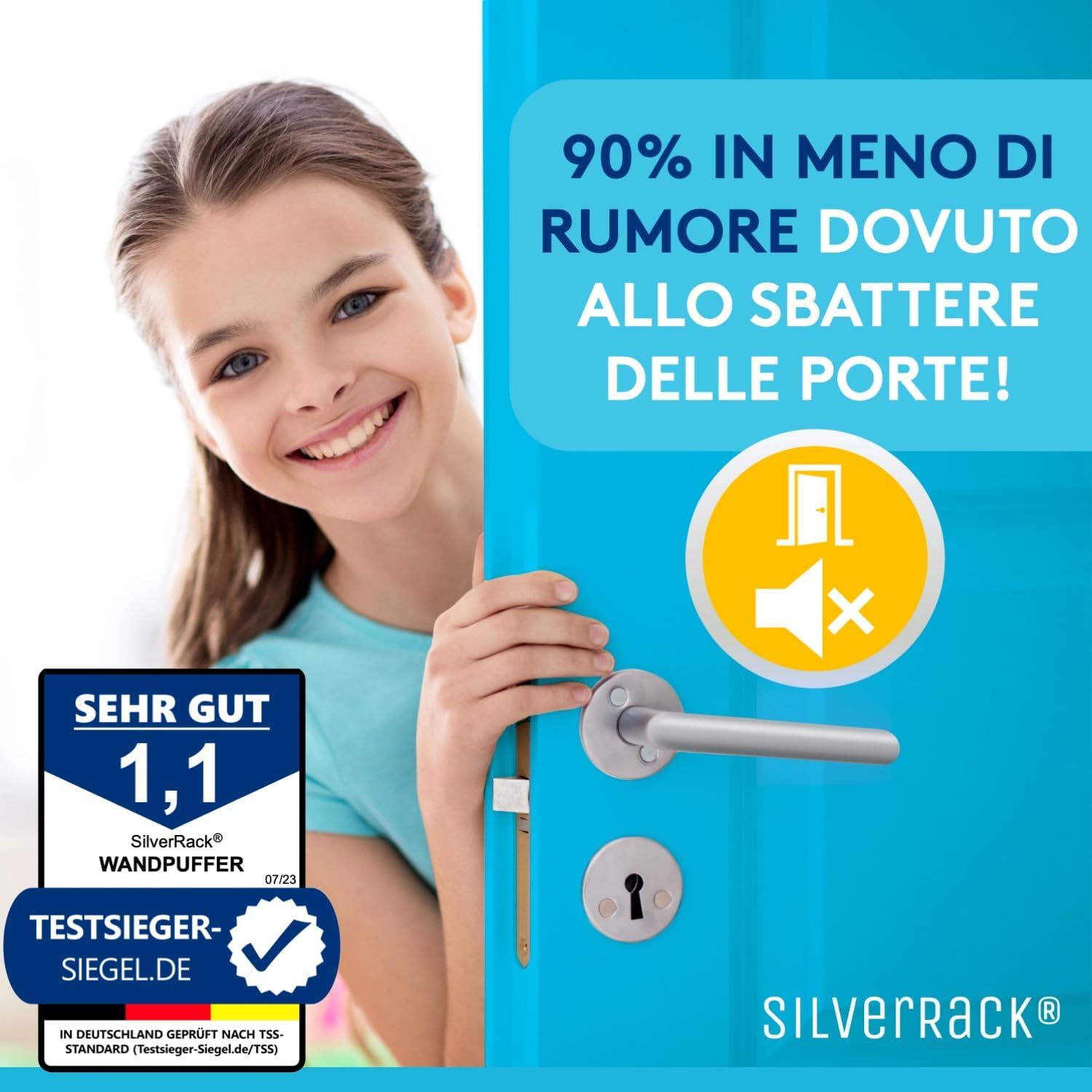 Thumbnail 4 de SilverRack Fermaporta Adesivo da Muro 6 pezzi