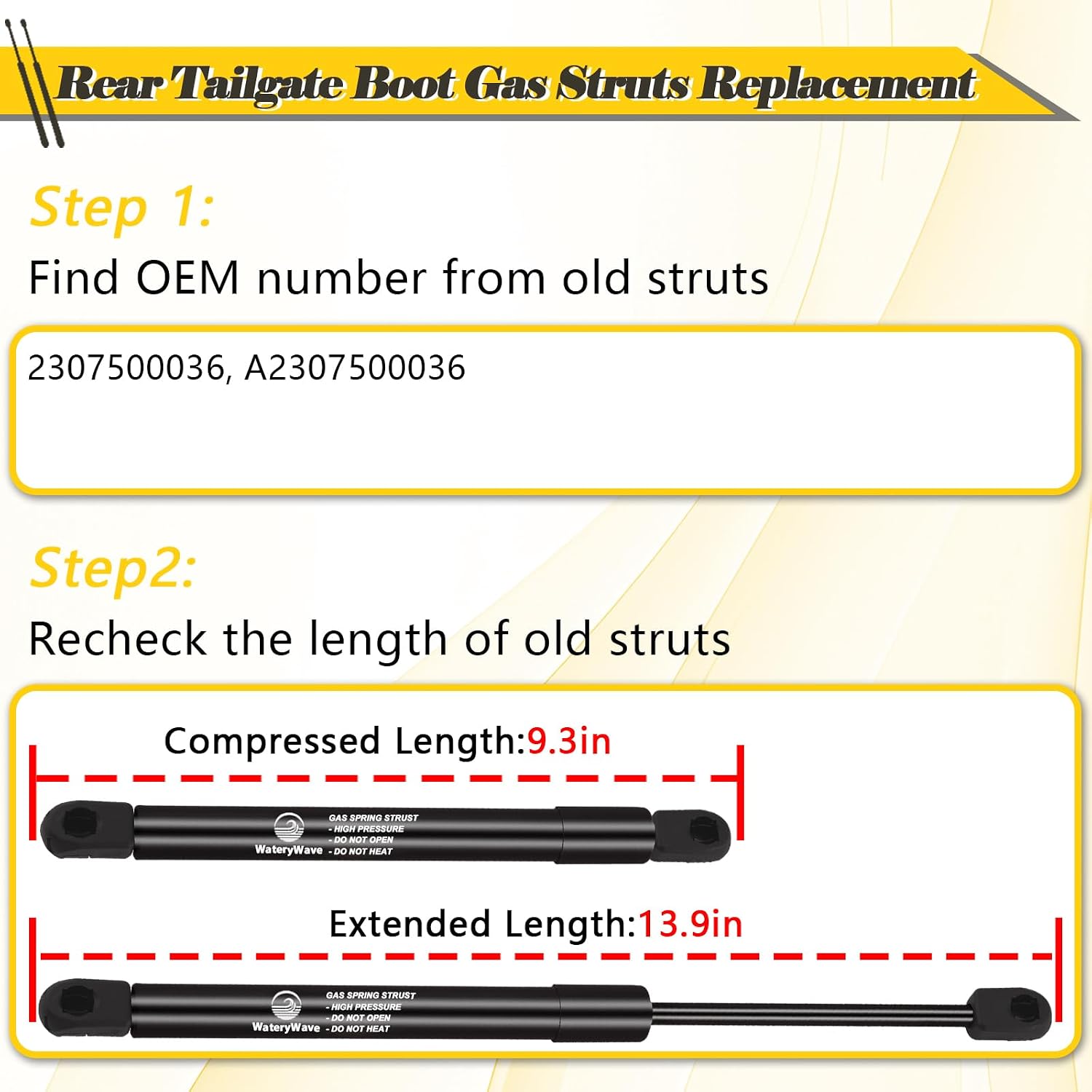 Detalle de WateryWave 2X Rear Tailgate Struts for Mercedes-Benz SL R230 (2001–2012)