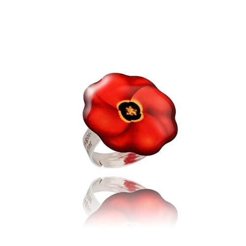 Detalle de Dragon Porter Anillo Llamativos Ajustables Flor Rojo