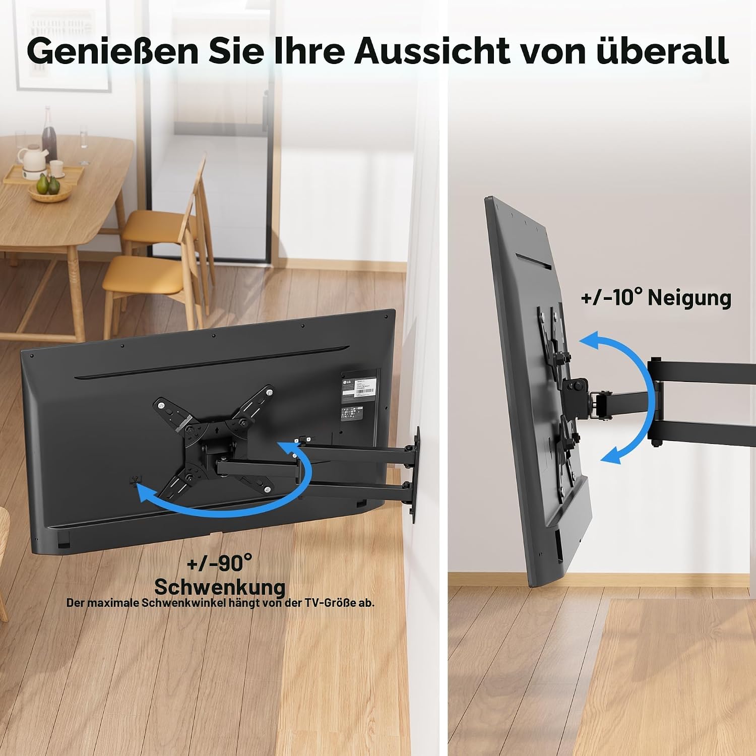Detalle 2 de BONTEC TV-Wandhalterung Schwenk-/Drehbar 400 mm Auszug