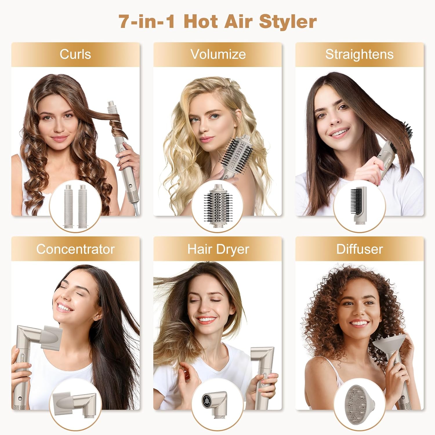 Thumbnail 1 de 7MAGIC 7-in-1 Hot Air Styler, 7MAGIC 7-in-1 Air Styler with Auto-Wrap Curlers