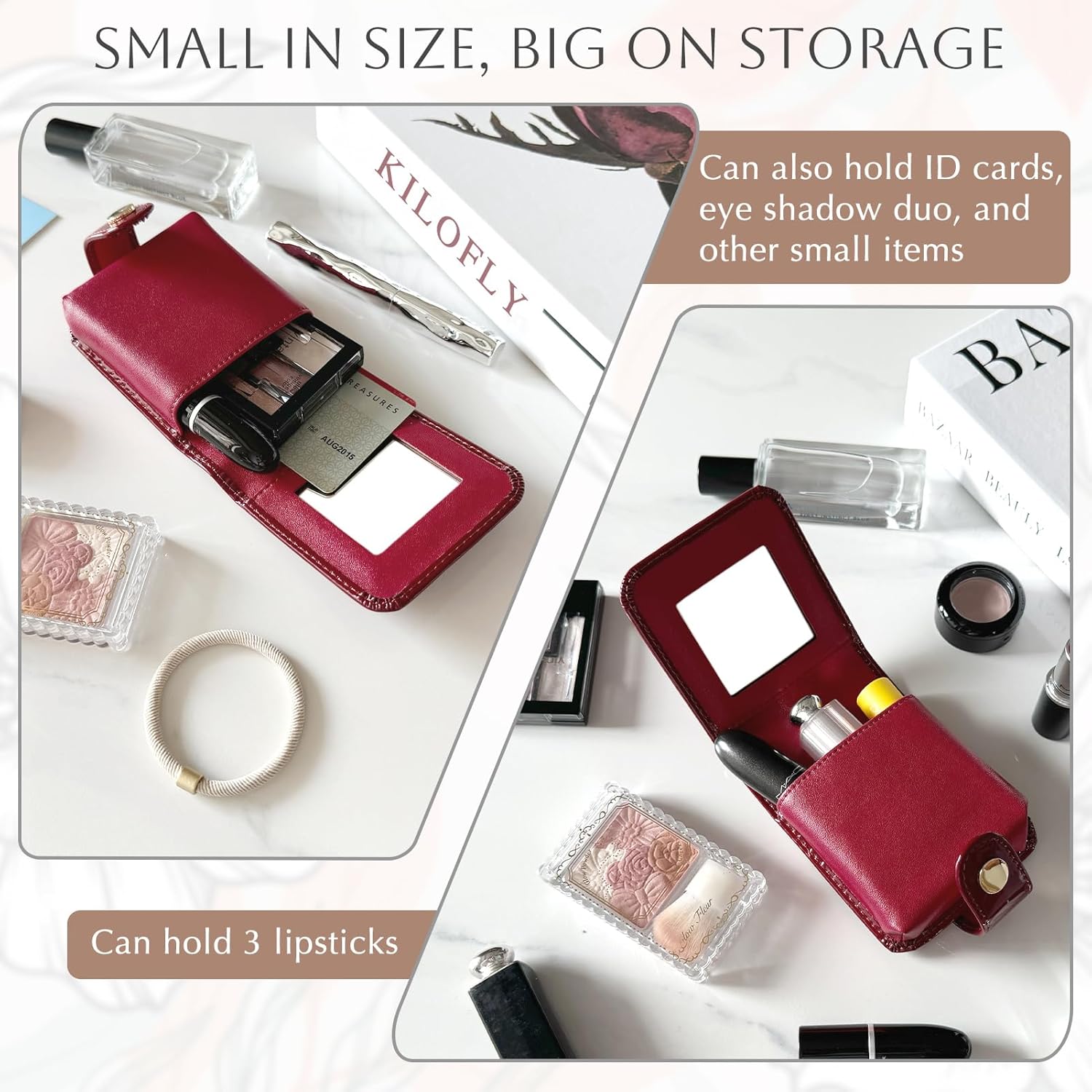 Detalle 1 de Kilofly Genuine Leather Lipstick Case for Cosmetics 💄
