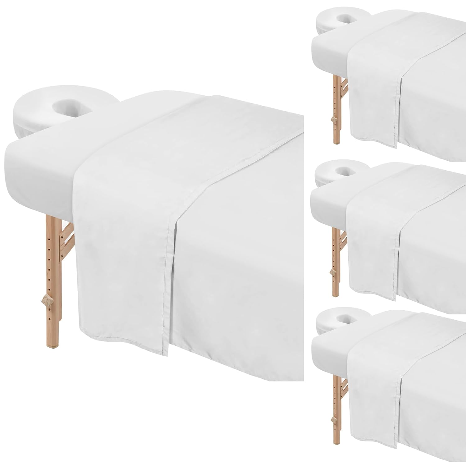 Detalle de 4 Sets Premium Microfiber Massage Table Sheets Set (3 Piece) – Includes Massage Table Cover, Fitted Sheet, and Fitted Face Rest Cover, White