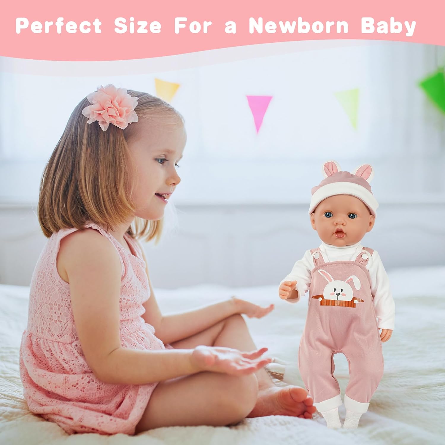 Thumbnail 5 de Aolso set vestiti per bambole New Born 35-45 cm con cappello e calzini (coniglietto rosa) — bambola non inclusa