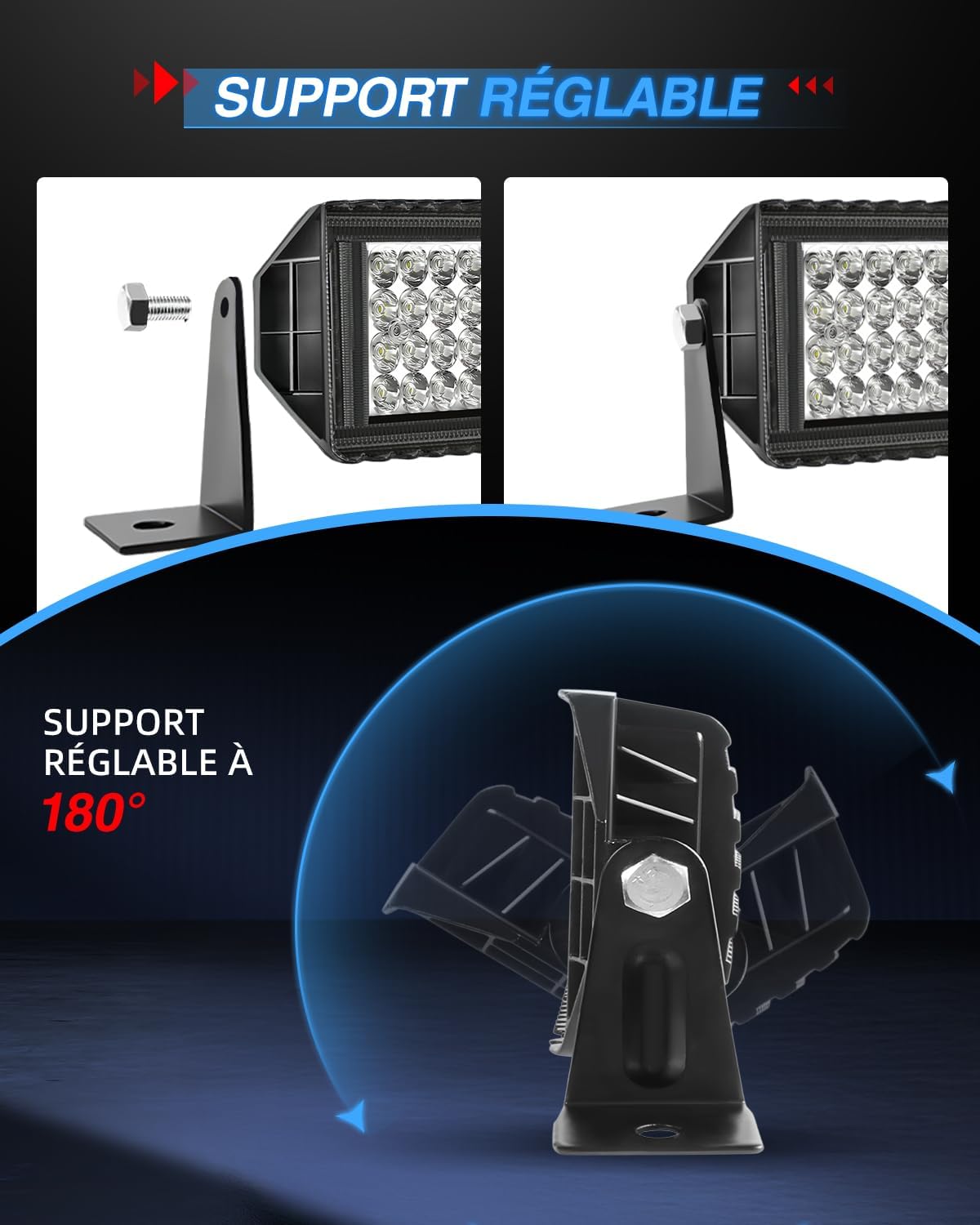 Detalle de BraveWAY Rampe LED 4x4 28'' – 80W, 12000 lm, 6500K, IP68
