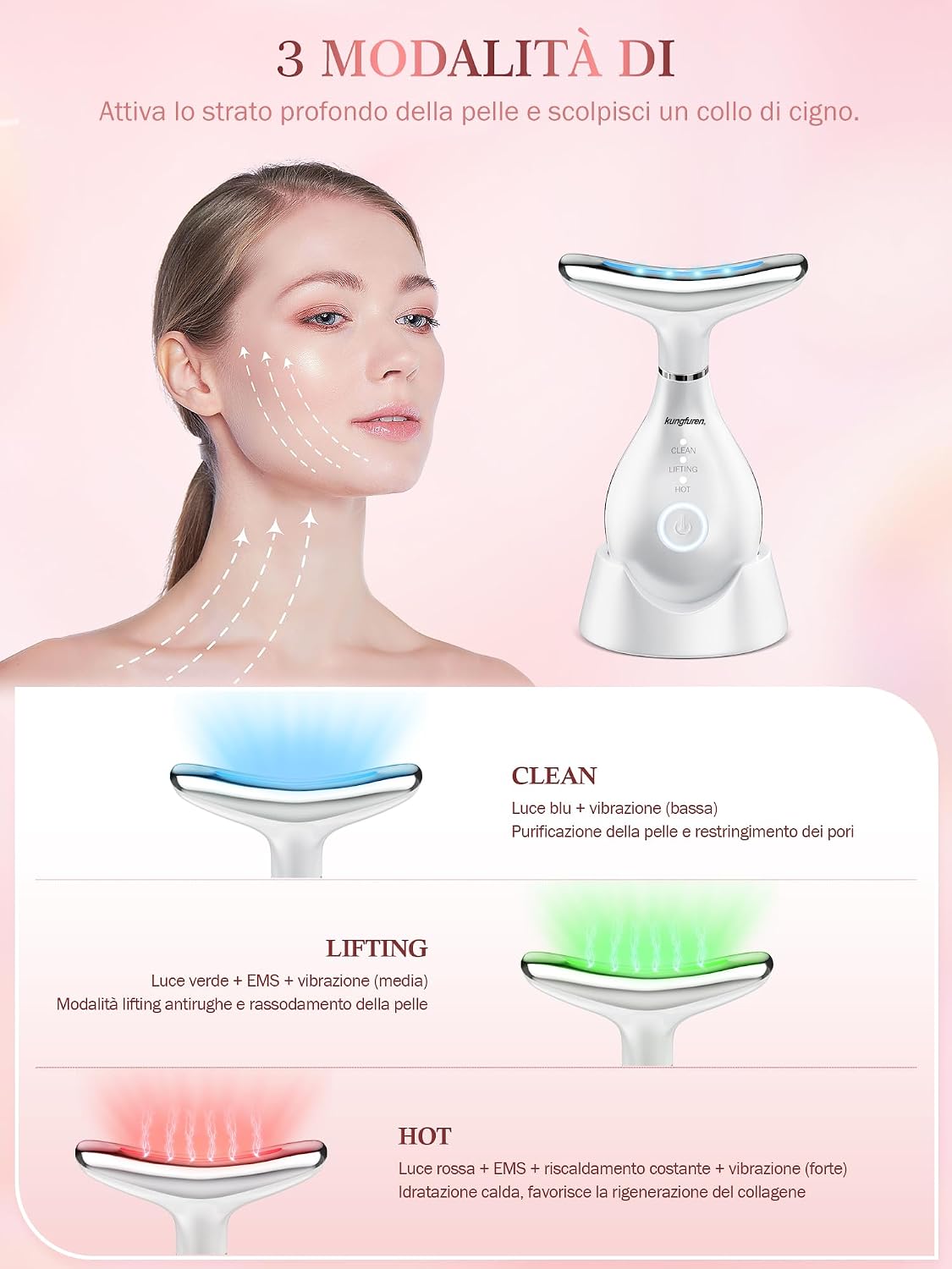 Detalle 1 de Massaggiatore Viso Antirughe Lifting Elettrico 42°C