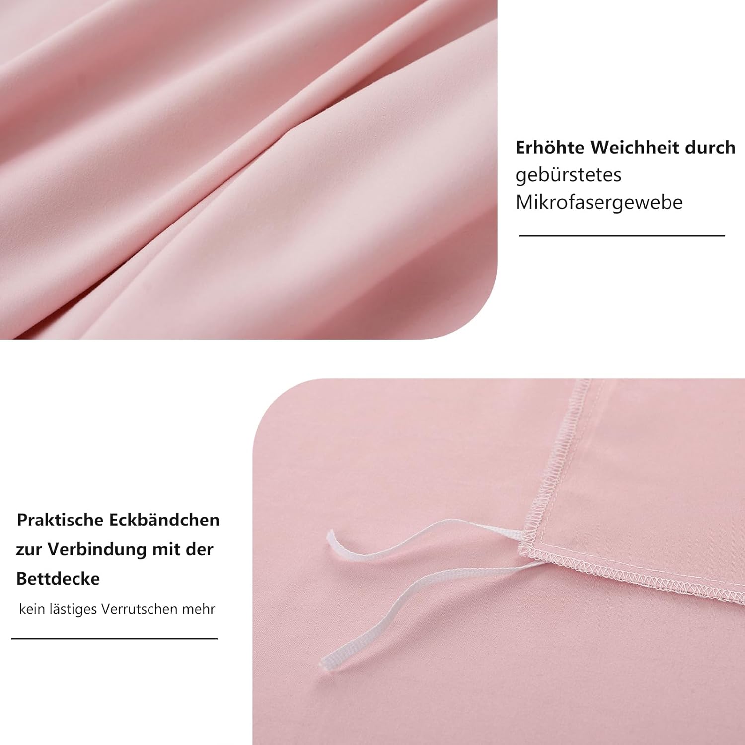 Thumbnail 4 de RUIKASI Bettwäsche 155x220 Rosa, 2-teilig (Mikrofaser) mit Reißverschluss