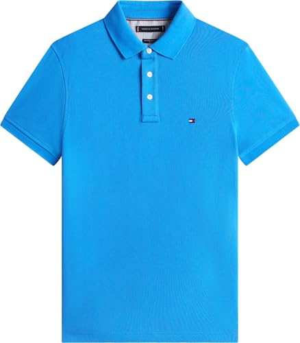 Detalle de Tommy Hilfiger Uomo Maglietta Polo Maniche Corte Slim Fit 1985 Blu Blue Orbit, L