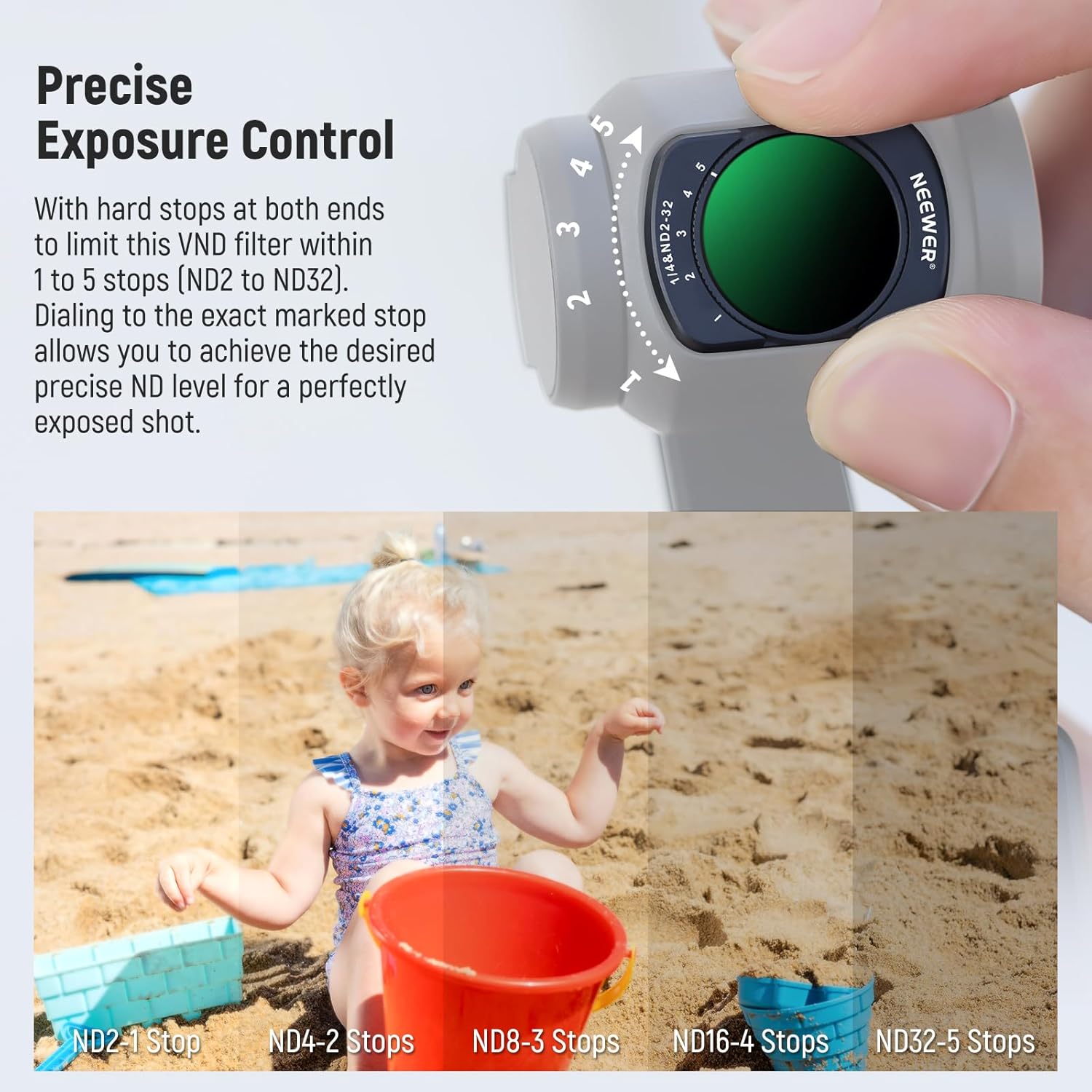 Thumbnail 3 de NEEWER Variable ND & Black Diffusion 1/4 Filter for DJI Osmo Pocket 4 & 3