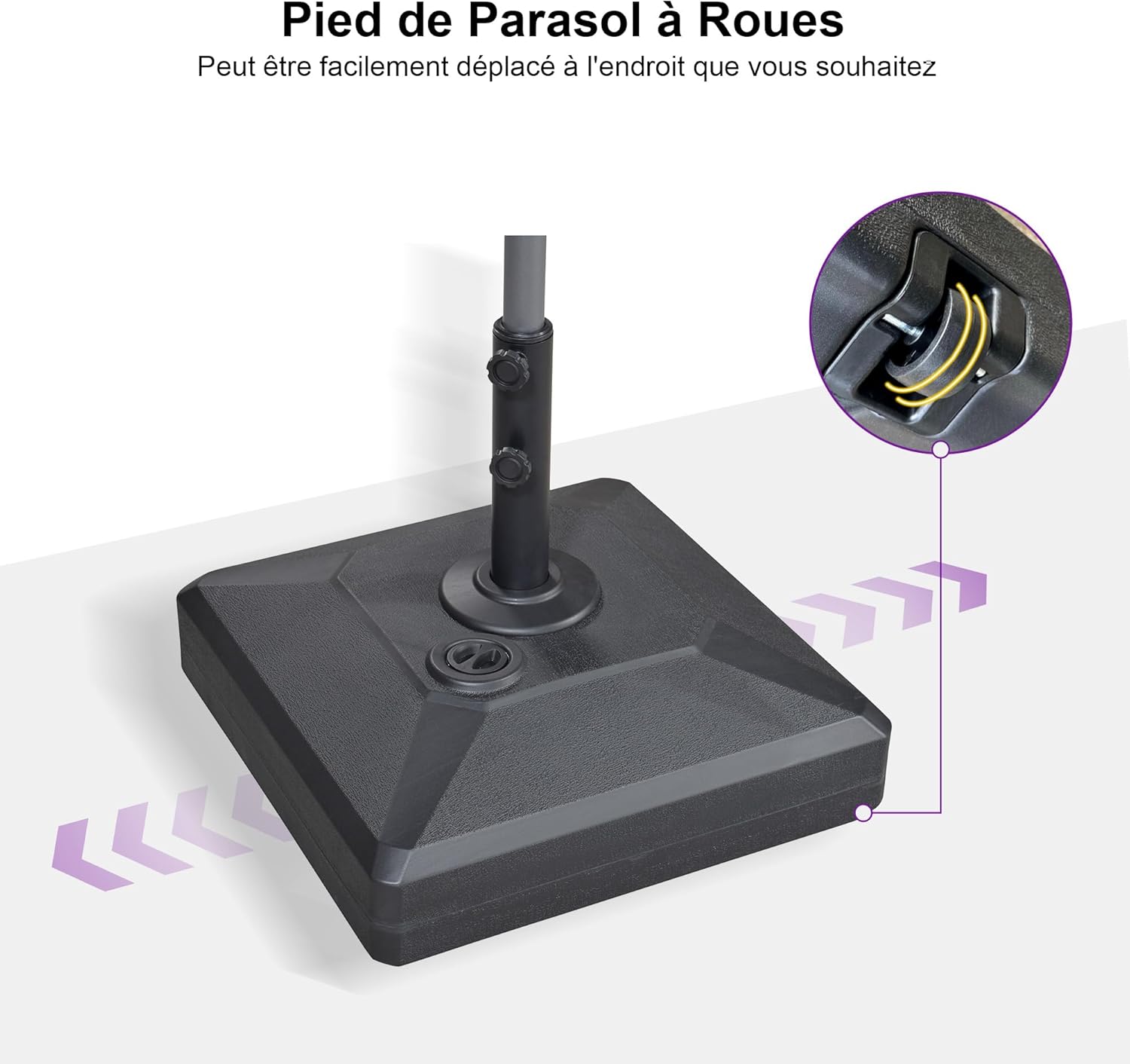 Thumbnail 2 de PURPLE LEAF MLB45: Pied de Parasol avec Roues et Base Remplissable 70 kg – Noir