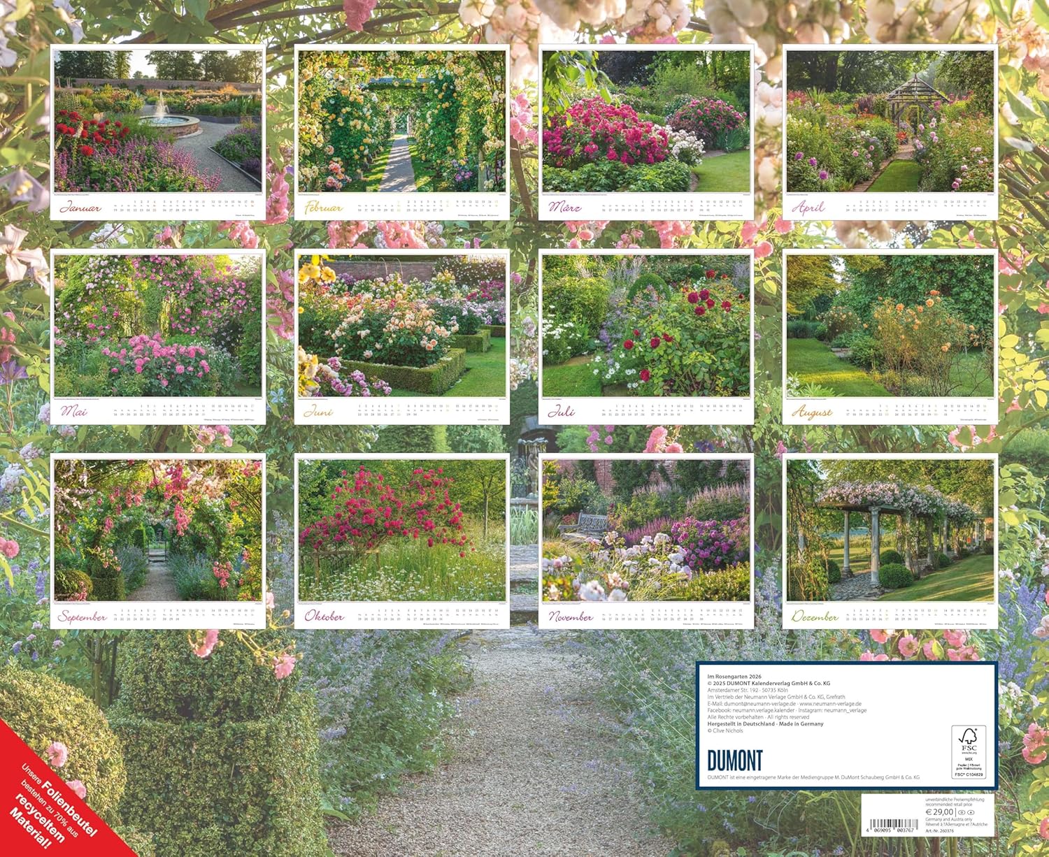 Detalle 2 de Im Rosengarten 2026 Gartenkalender 52 x 43 cm