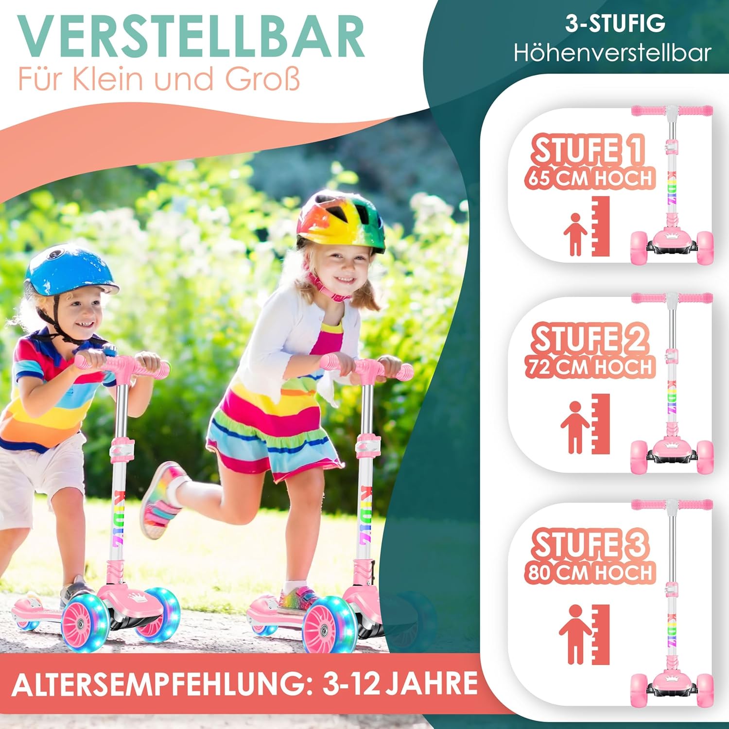 Thumbnail 4 de KIDIZ X-Pro2 Dreiradscooter LED Räder 3–12 Jahre