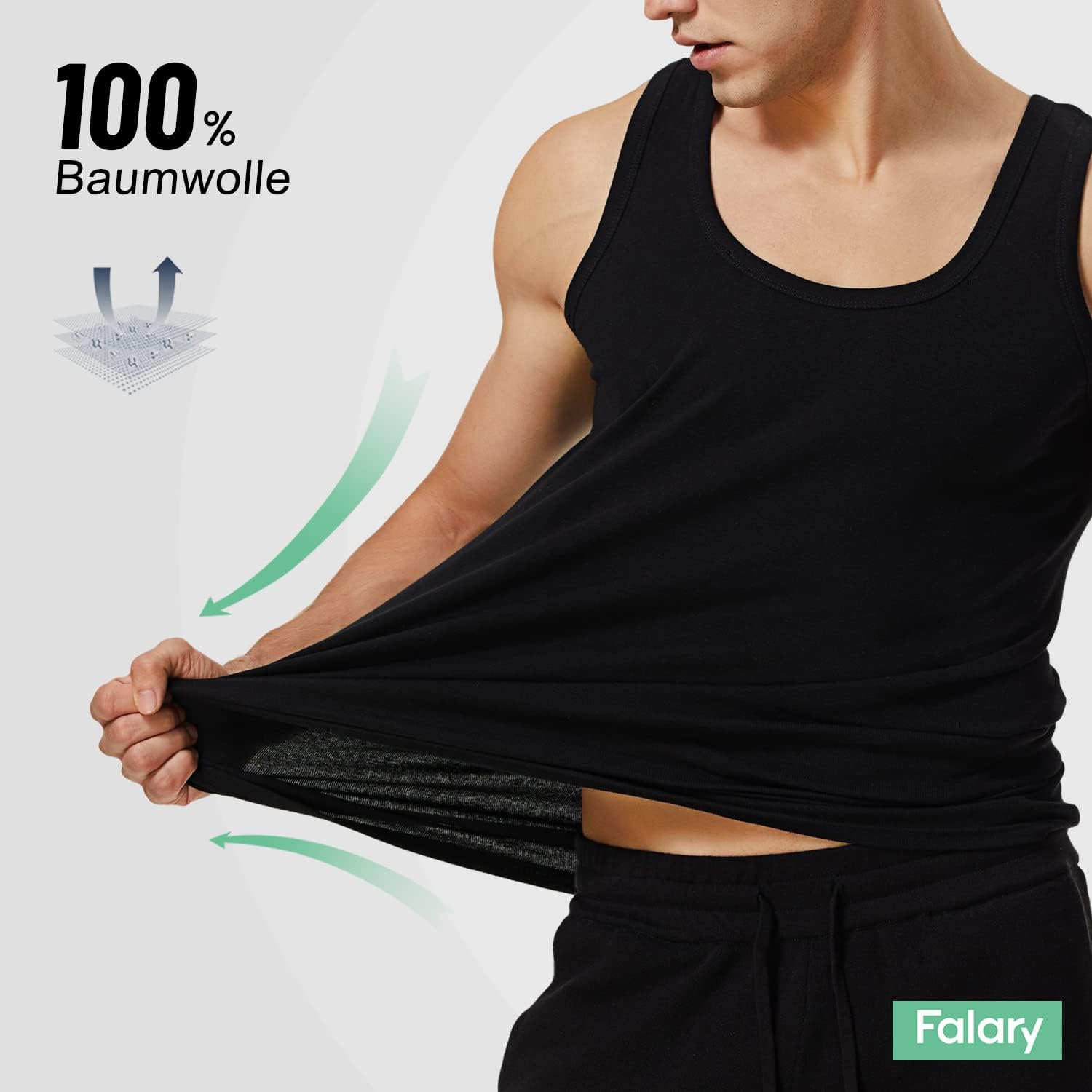 Thumbnail 2 de FALARY Unterhemd Herren – Tank Top aus 100% Baumwolle, 3/5er Pack