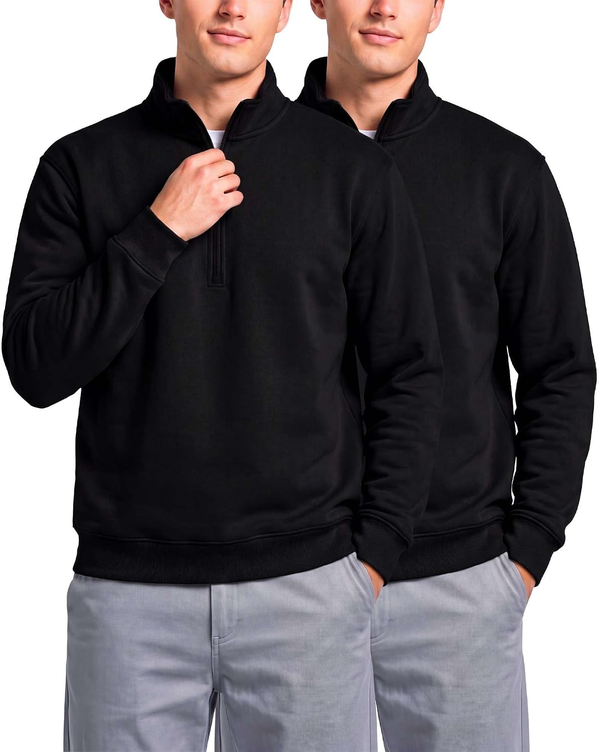 Detalle de Men's Fleece Half-Zip Sweatshirts 2-Pack
