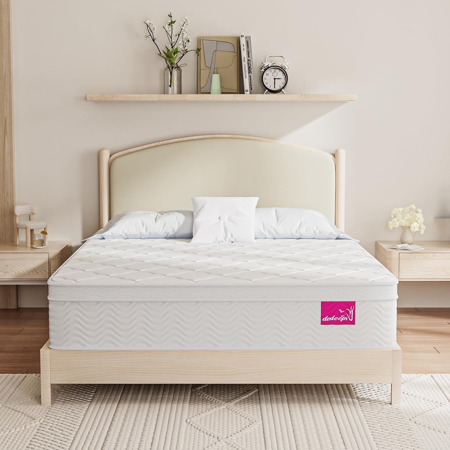 Detalle 2 de dosleeps King Size Mattress 5FT (150x200x27cm) – Extra Thick Memory Foam & Pocket Sprung, Medium Firm 9‑Zone Support
