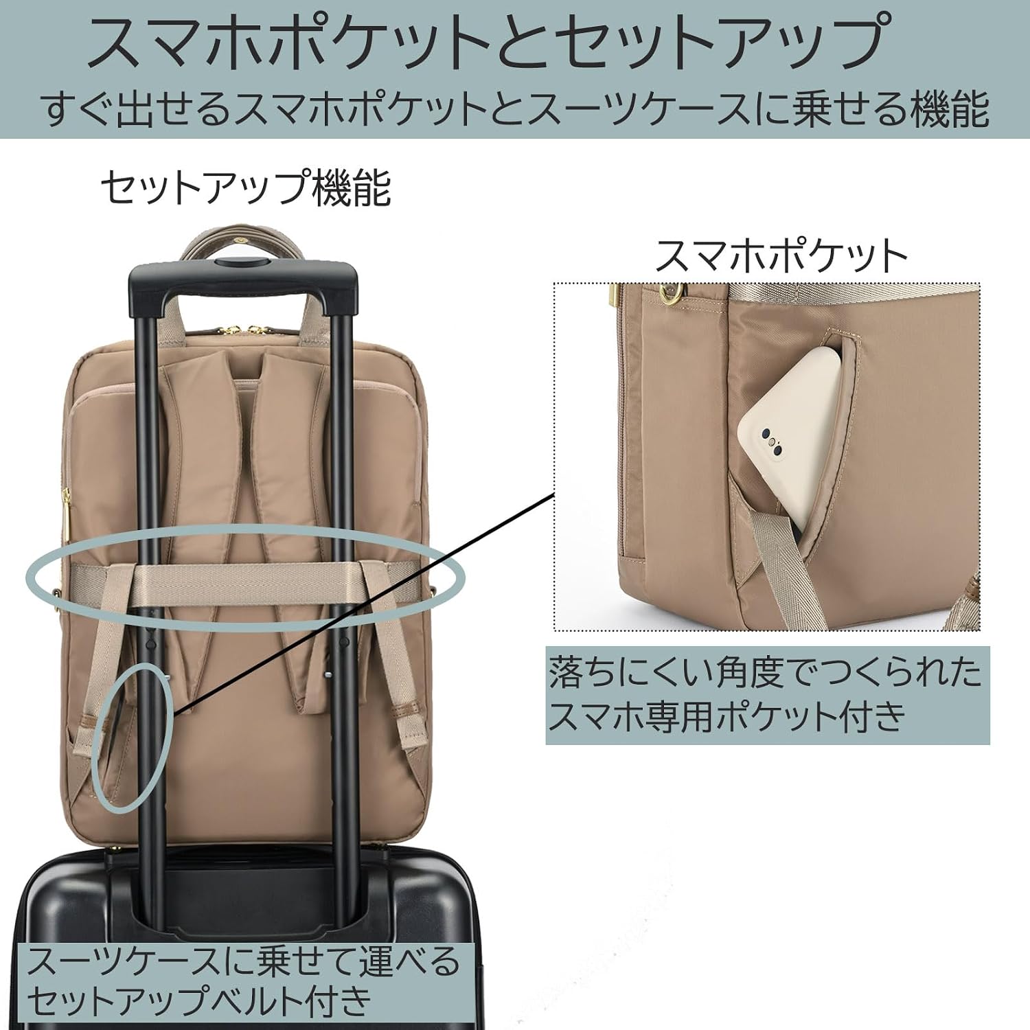 Detalle de エースジーン フィッテム No.68682 レディースビジネスリュック A4・14.0インチPC対応、スリム設計