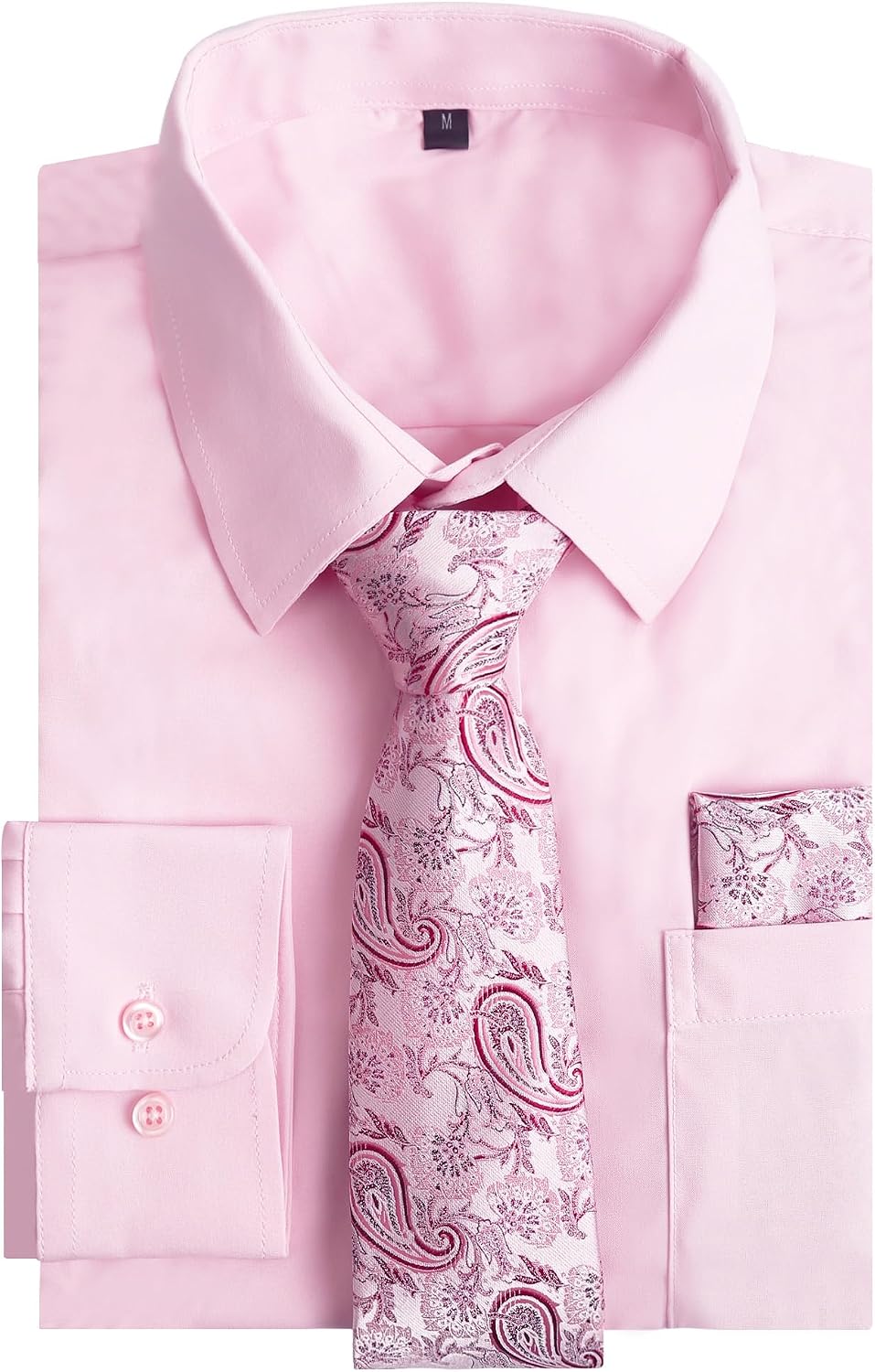 Thumbnail 6 de Alizeal Mens Long Sleeve Shirt Necktie & Pocket Square Set – Dress Shirt, Tie & Pocket Square for Formal to Casual Wear